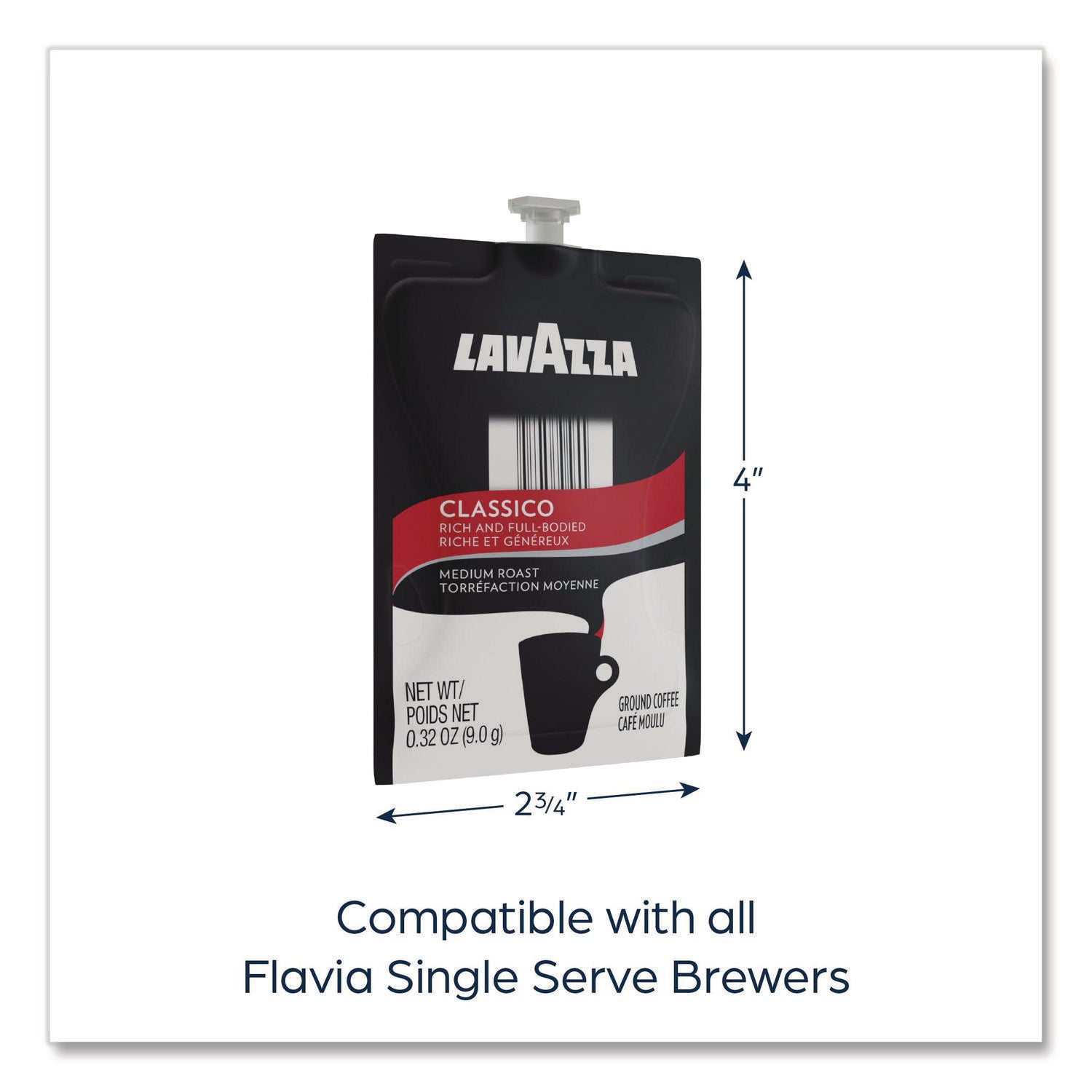 Flavia Classico Coffee Freshpack, Medium Roast, Arabica & Robusta Blend, 0.3 oz Each, 38 Freshpacks per Carton, Compatible with Flavia Aroma, Creation 300 & 600 Brewers
