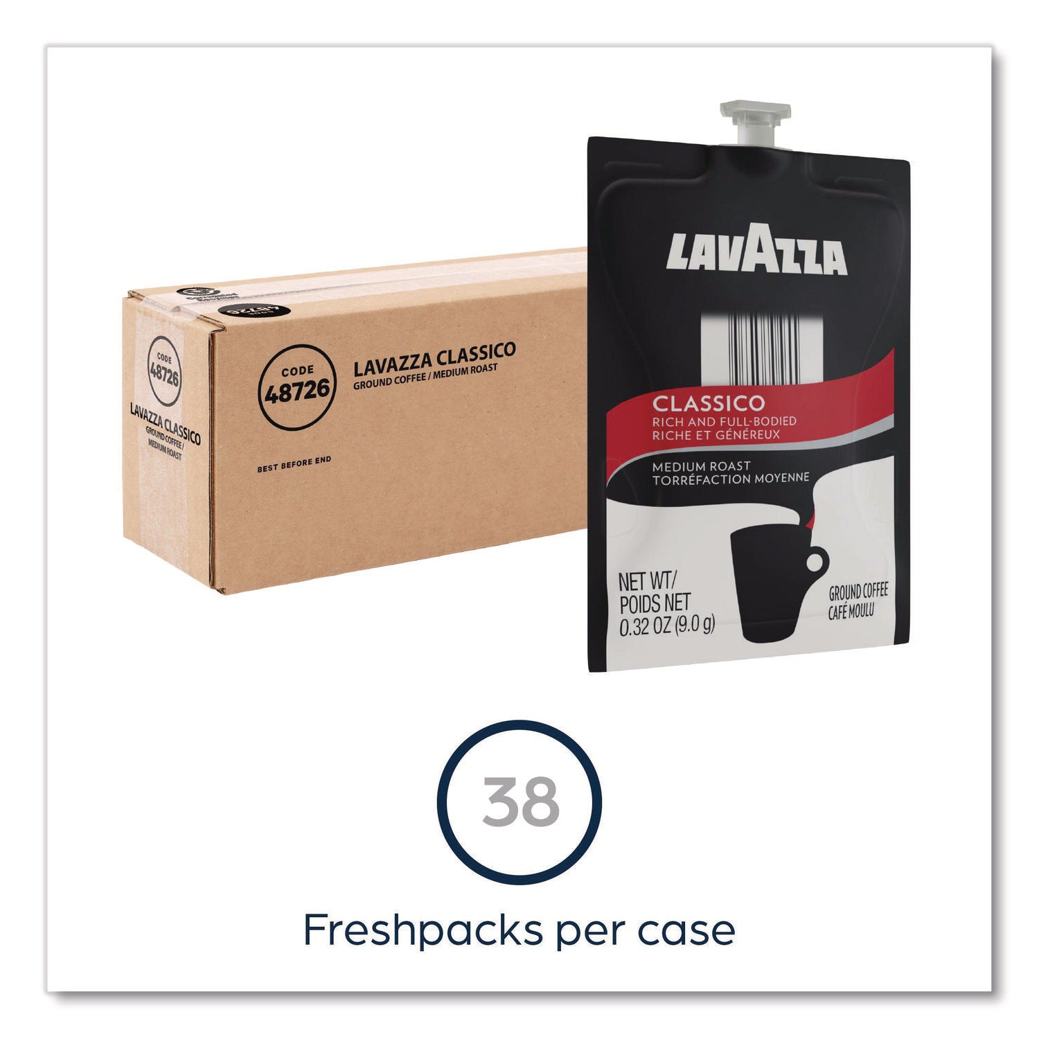 Flavia Classico Coffee Freshpack, Medium Roast, Arabica & Robusta Blend, 0.3 oz Each, 38 Freshpacks per Carton, Compatible with Flavia Aroma, Creation 300 & 600 Brewers