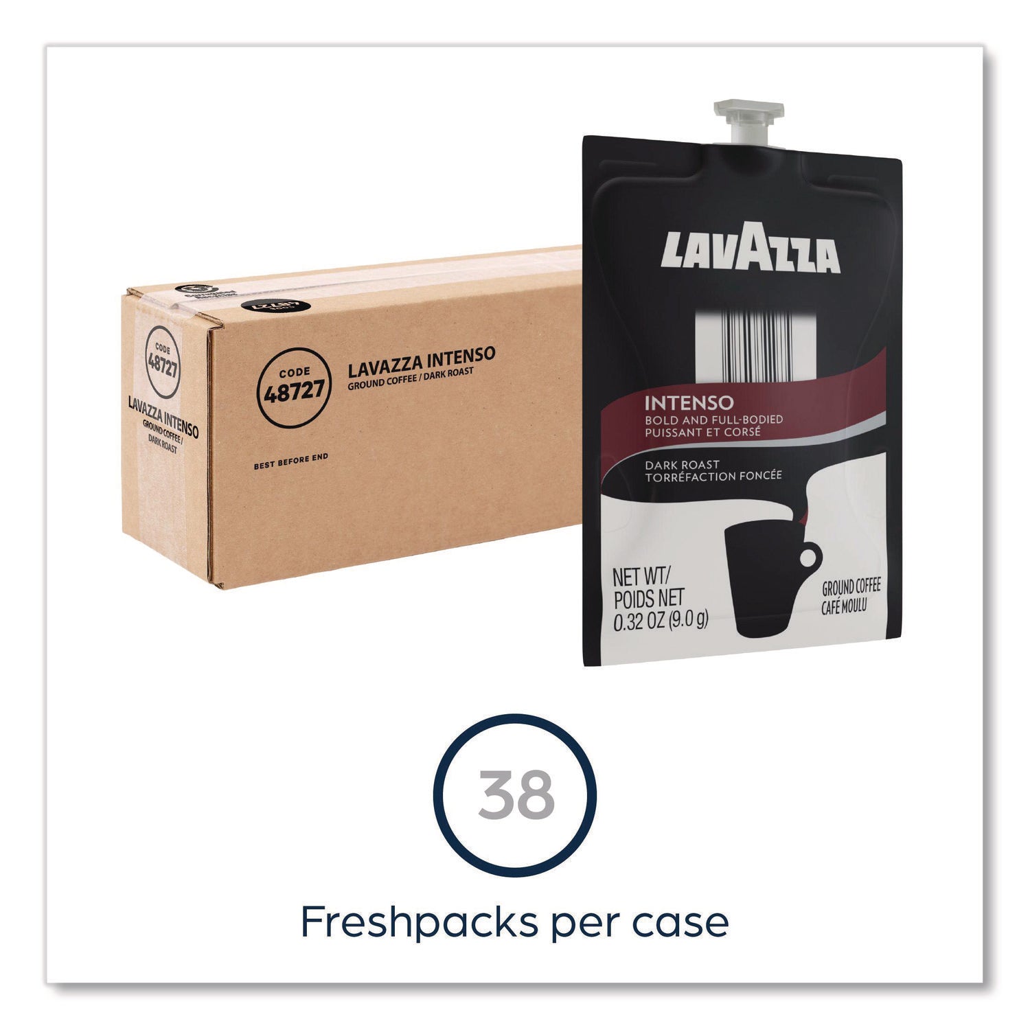Flavia Intenso Dark Roast Coffee Freshpacks, Medium/Dark, 0.3 oz, Arabica & Robusta Blend, Kosher, 38 Freshpacks per Carton