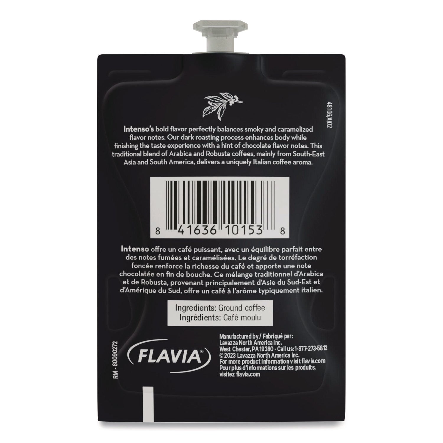 Flavia Intenso Dark Roast Coffee Freshpacks, Medium/Dark, 0.3 oz, Arabica & Robusta Blend, Kosher, 38 Freshpacks per Carton