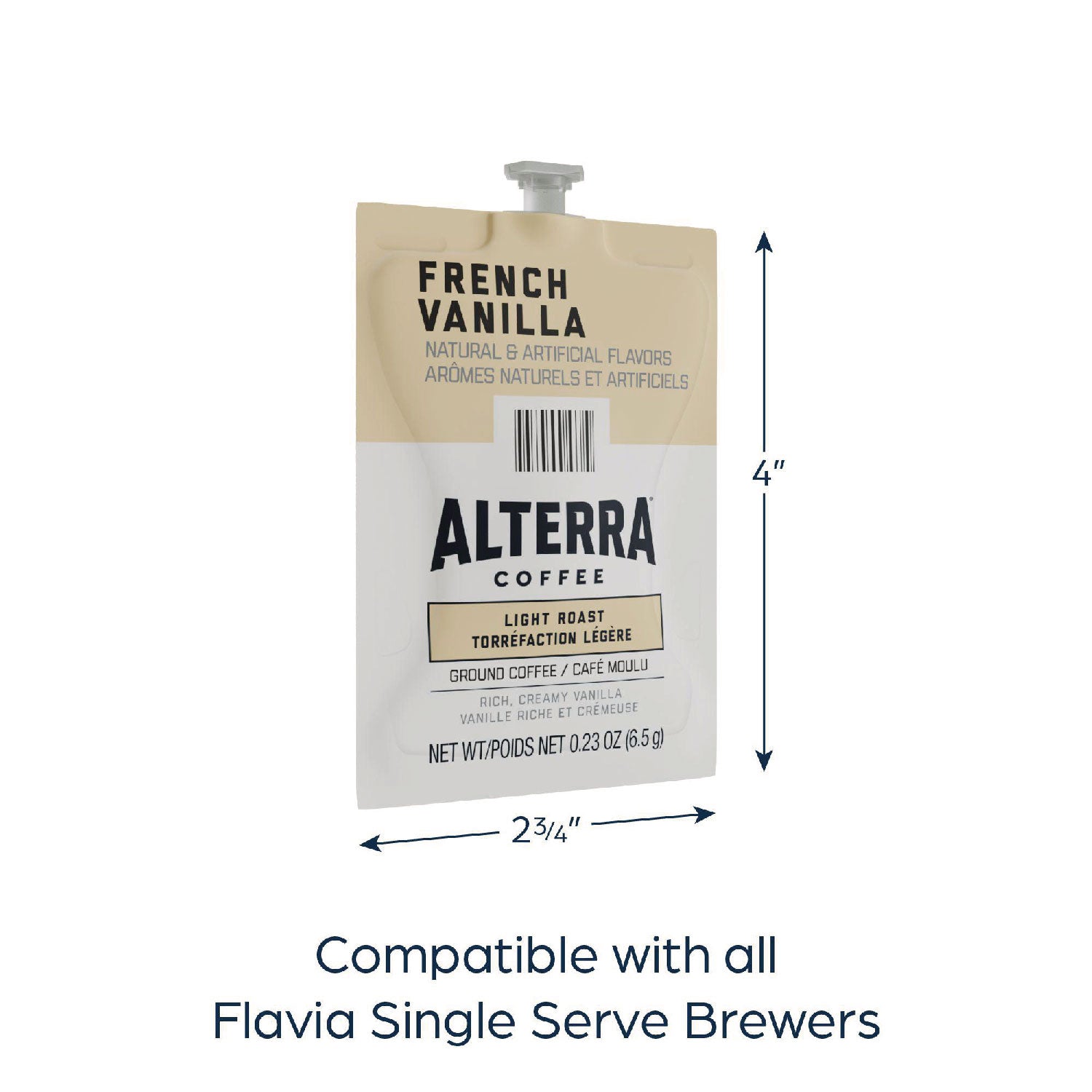 Flavia Freshpack Alterra French Vanilla Flavored Coffee, Light Roast, Freshpack, 40 per Carton, Compatible with Flavia Creation 150/200/300/500/600 and Flavia Aroma