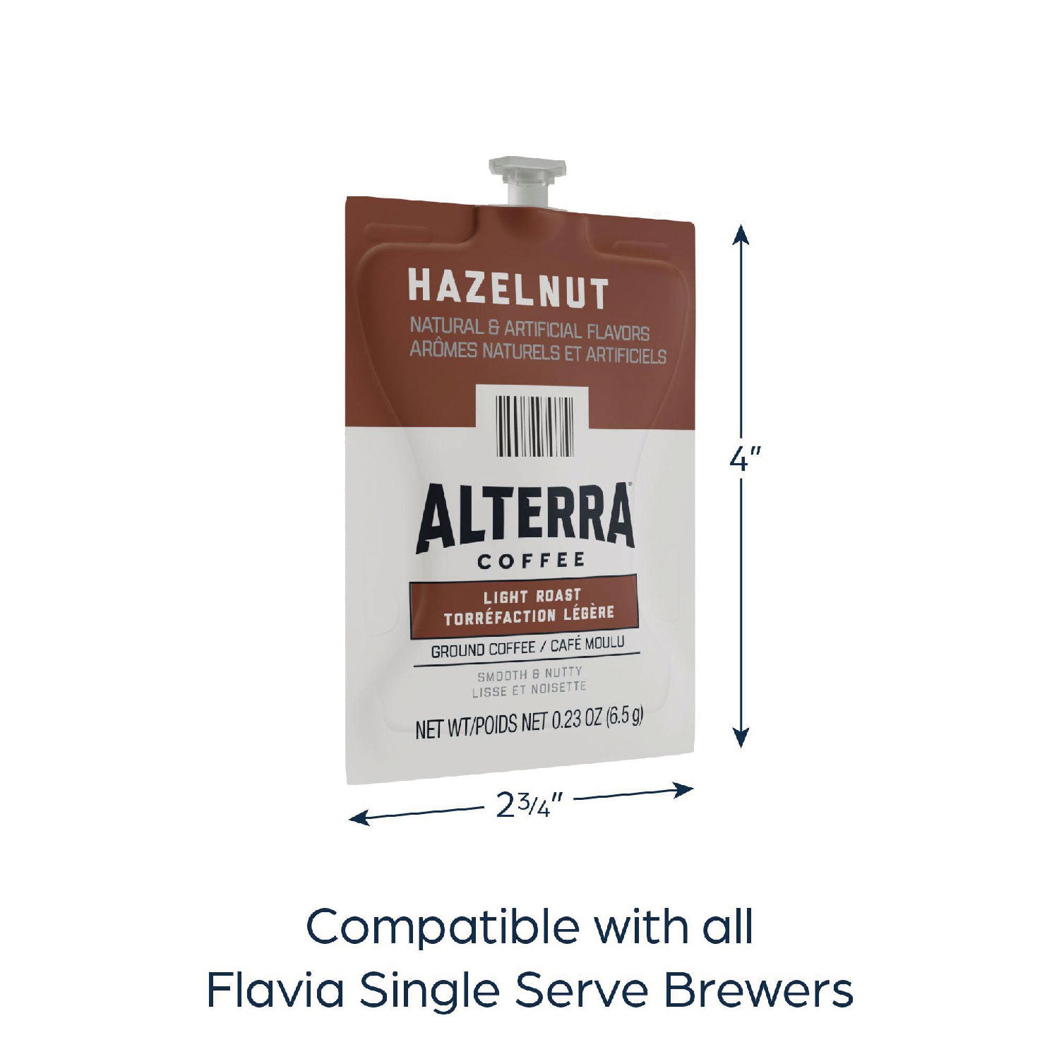 Flavia Alterra Hazelnut Flavored Coffee Freshpack, Light Roast, 0.2 oz, Kosher, 40 Freshpacks per Carton