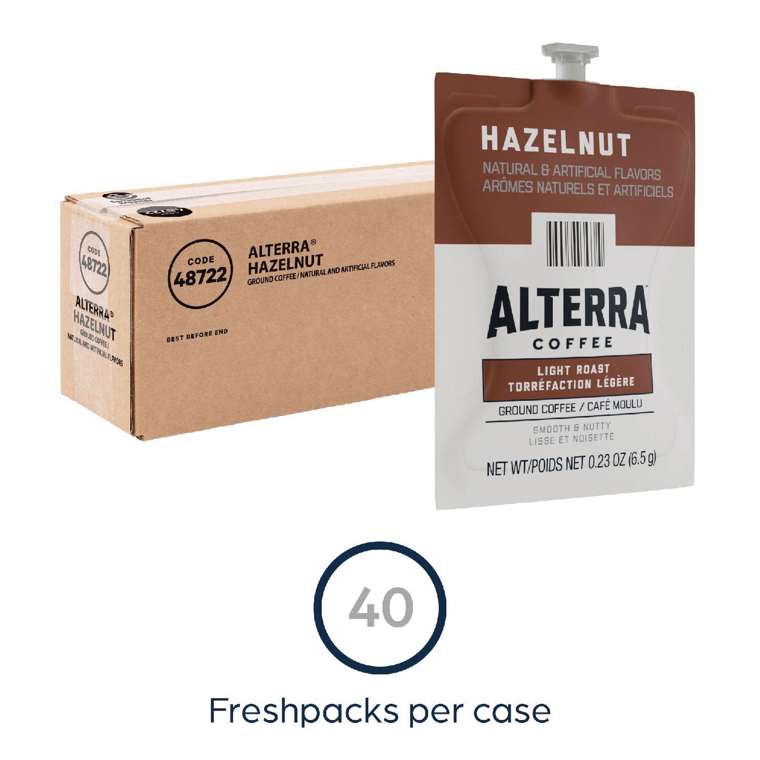 Flavia Alterra Hazelnut Flavored Coffee Freshpack, Light Roast, 0.2 oz, Kosher, 40 Freshpacks per Carton