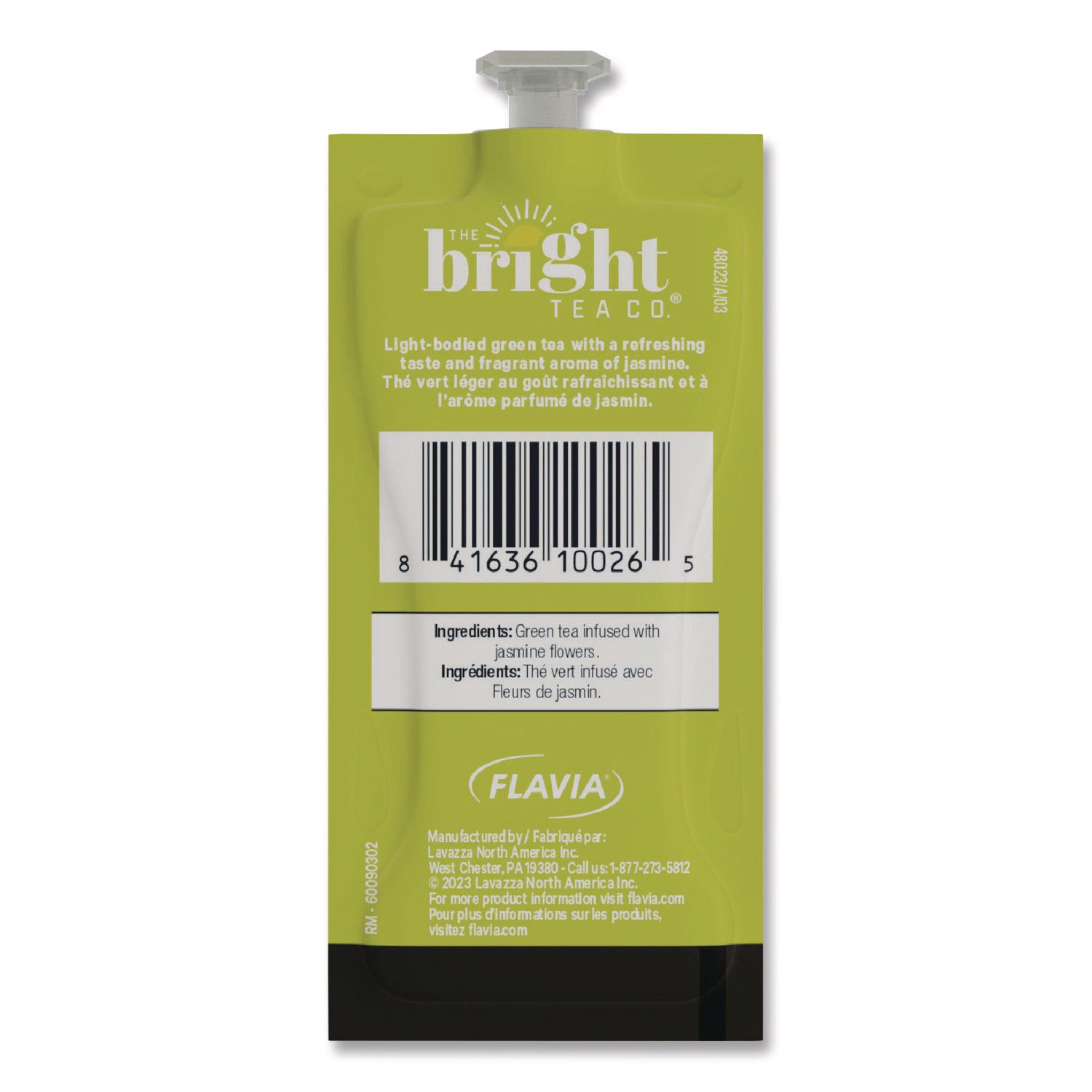 Flavia Bright Tea Co Green Tea with Jasmine, Caffeinated, Kosher, Freshpack, 40/Carton