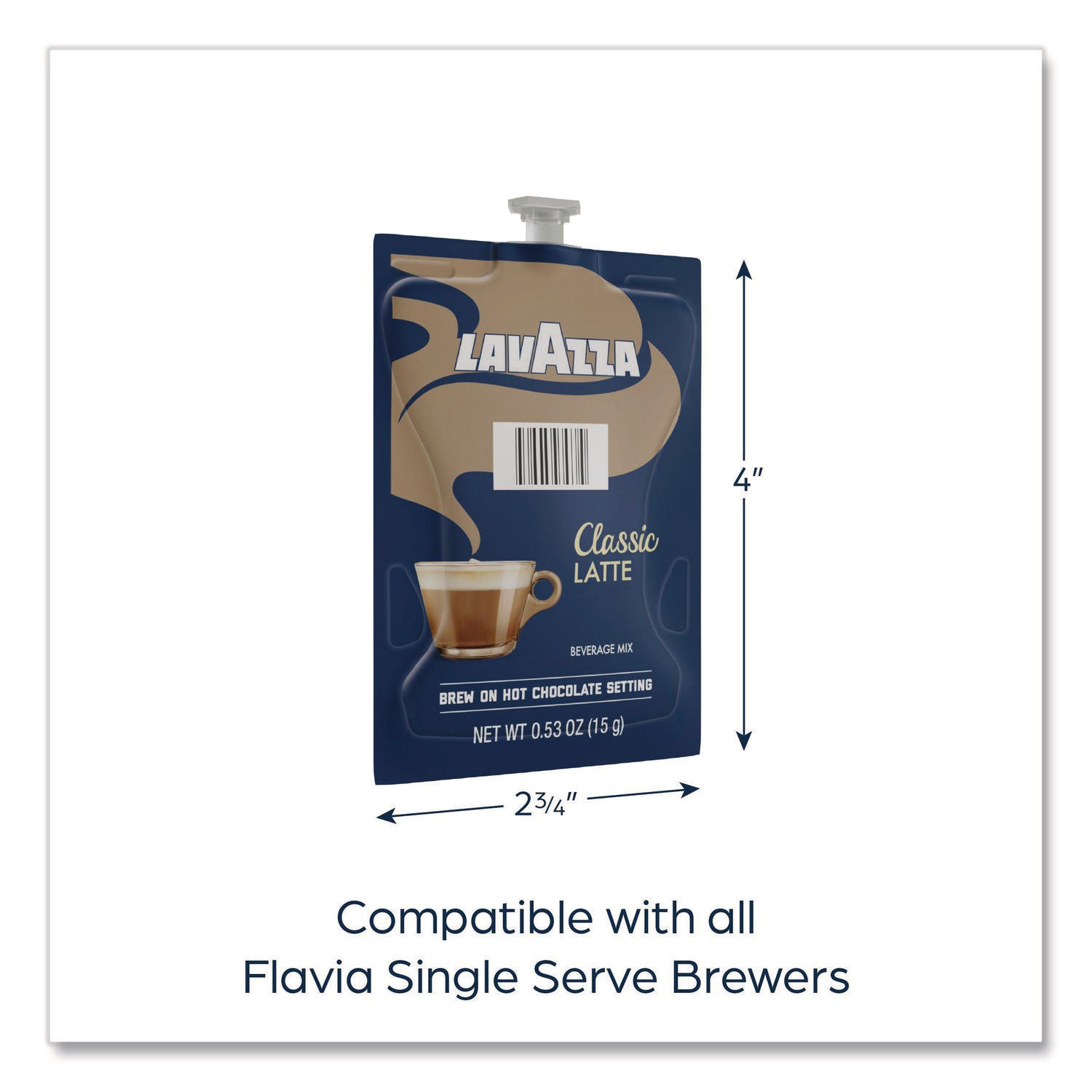 Flavia Latte Freshpacks, Classic Latte, Medium Roast, Kosher, 0.5 oz, 72 Freshpacks per Carton
