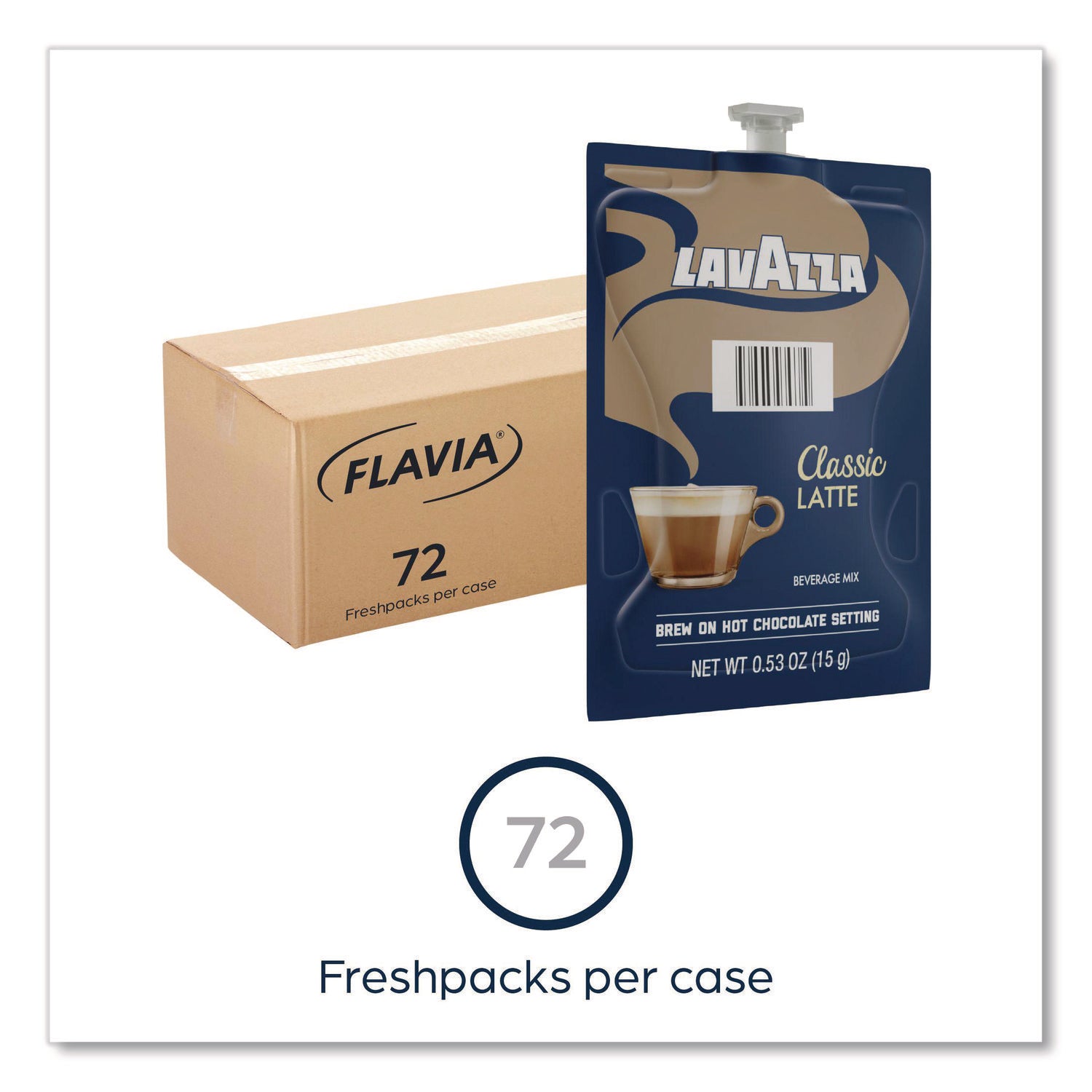 Flavia Latte Freshpacks, Classic Latte, Medium Roast, Kosher, 0.5 oz, 72 Freshpacks per Carton