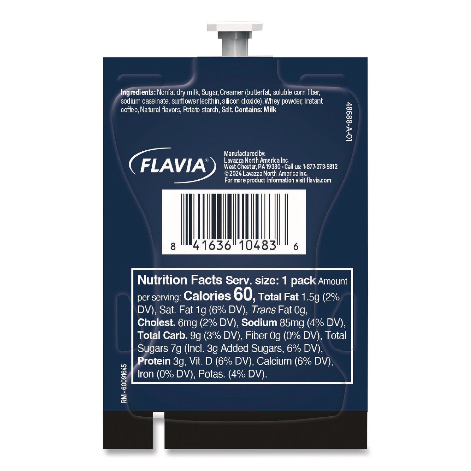 Flavia Latte Freshpacks, Classic Latte, Medium Roast, Kosher, 0.5 oz, 72 Freshpacks per Carton