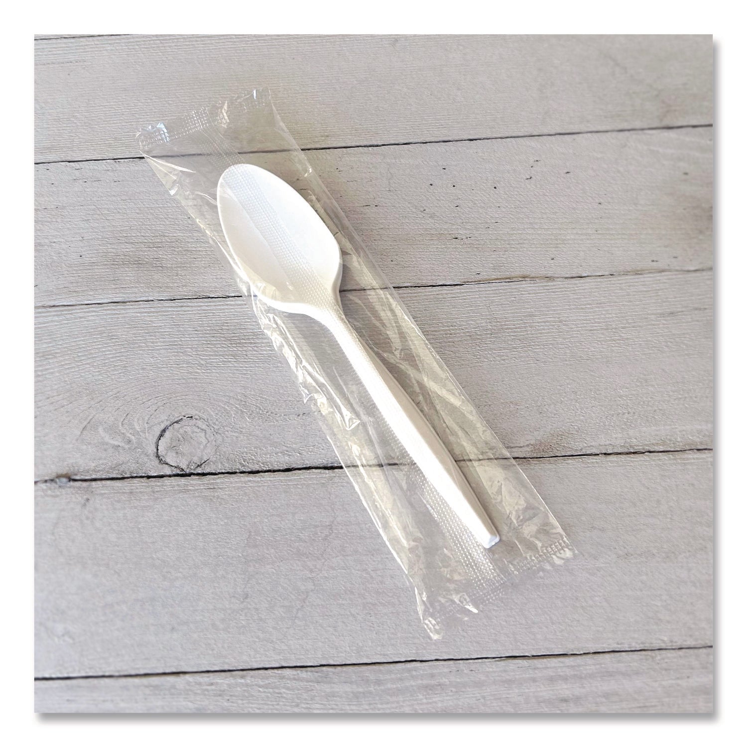 Mediumweight Wrapped Polypropylene Cutlery, Spoon, 5.31", Plastic, White, 1,000/Carton