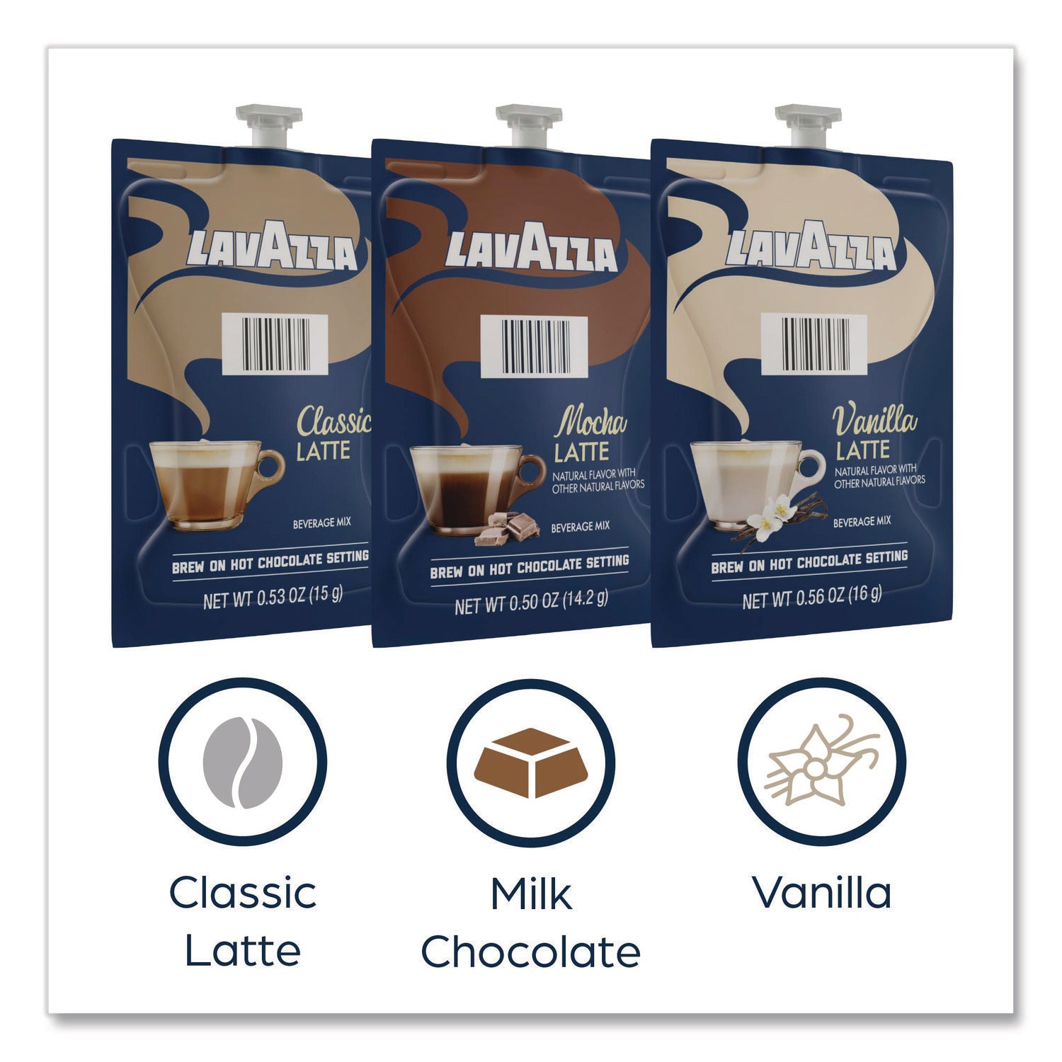 0.5 oz - Freshpack - Classic Latte, Mocha Latte, Vanilla Latte - 1 Carton