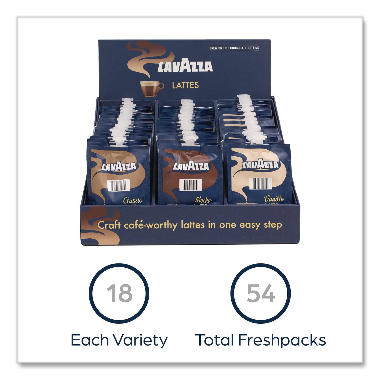 0.5 oz - Freshpack - Classic Latte, Mocha Latte, Vanilla Latte - 1 Carton