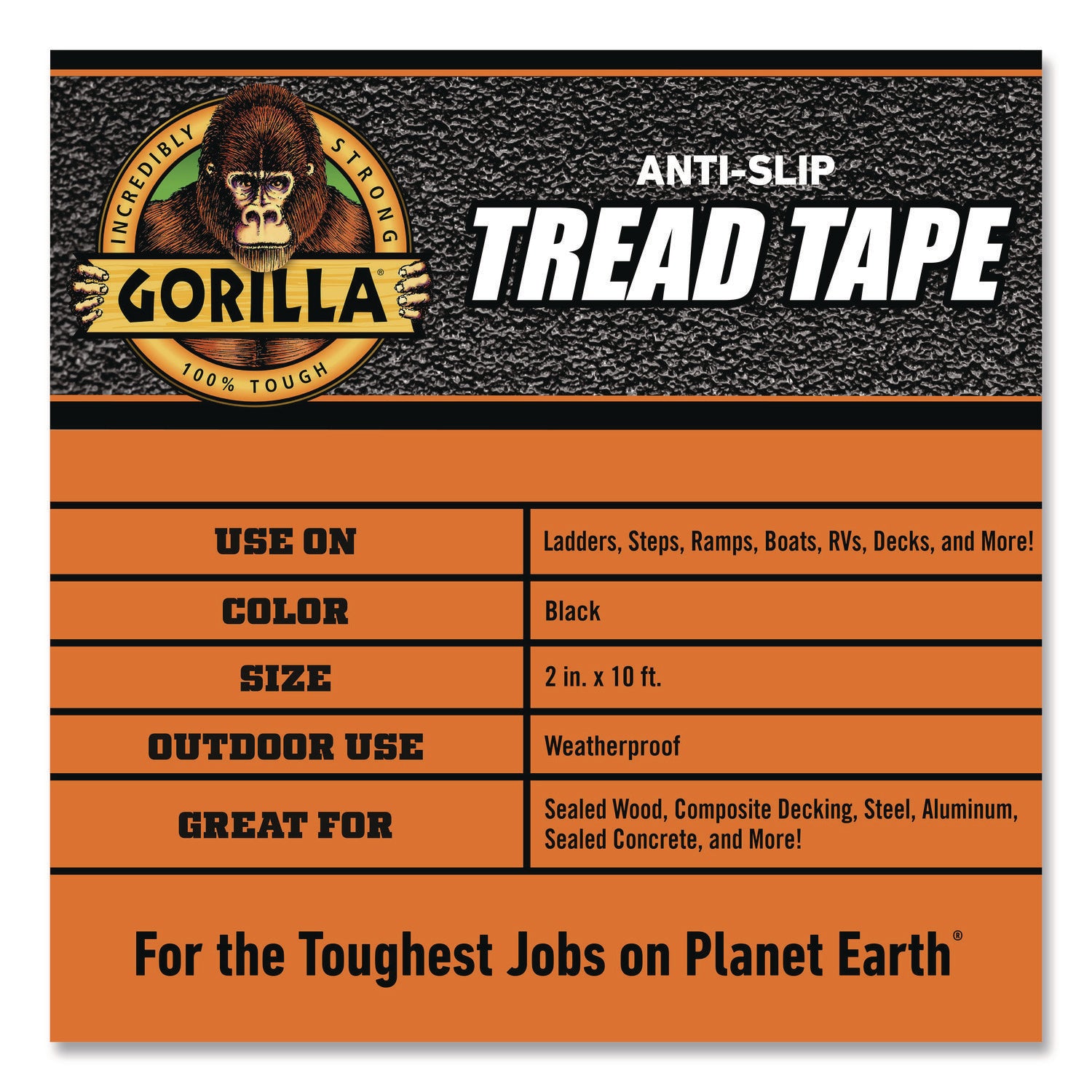 Gorilla 2 In. x 10 Ft. Black Anti-Slip Tread Tape Roll