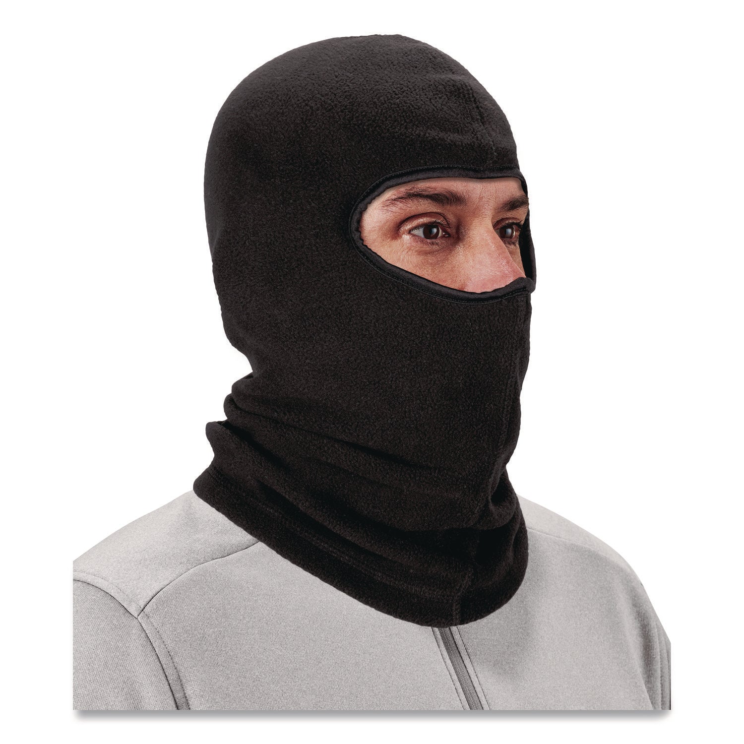 Ergodyne N-Ferno 6821 Balaclava Face Mask, Fleece, Polyester, Black, One Size, 12/Carton