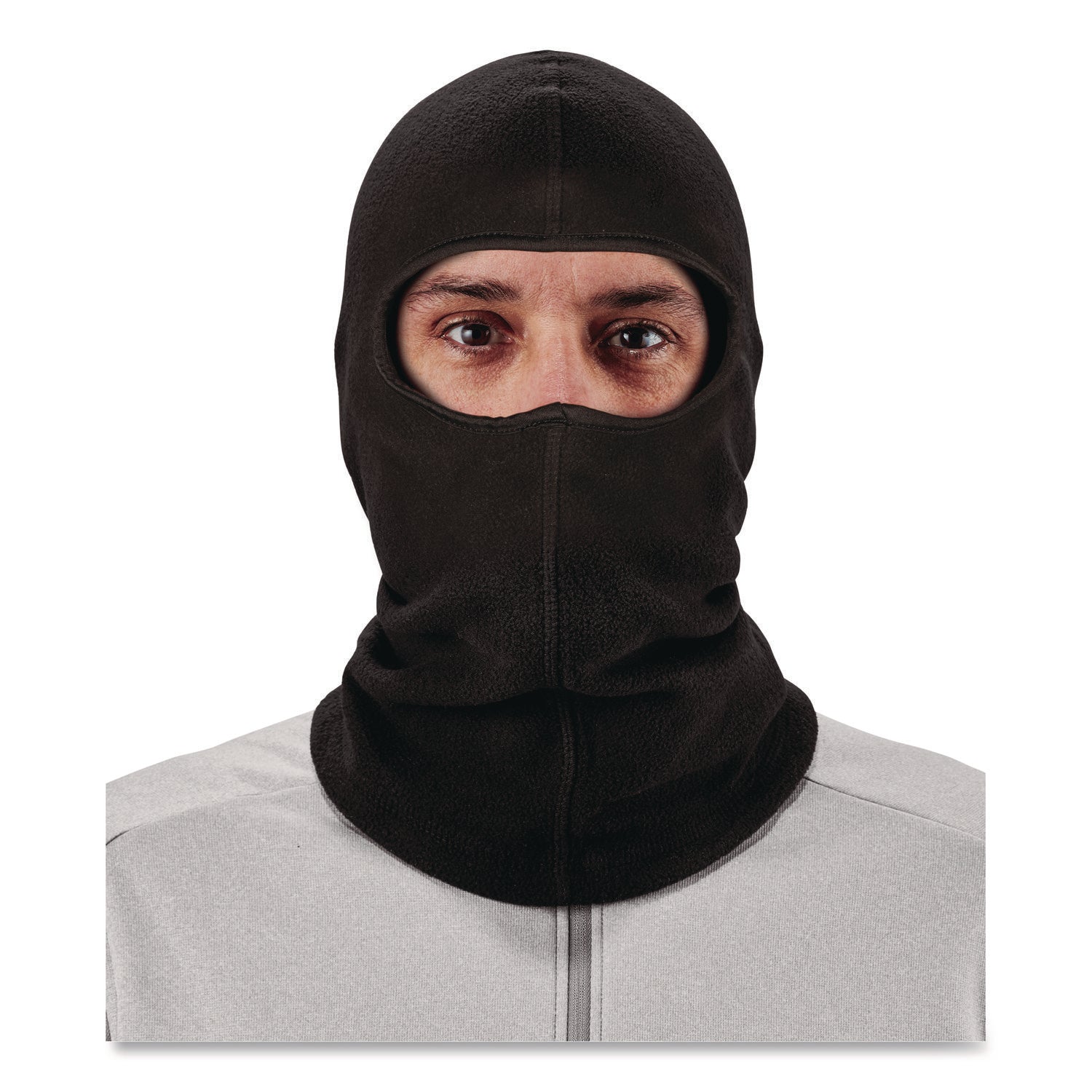 Ergodyne N-Ferno 6821 Balaclava Face Mask, Fleece, Polyester, Black, One Size, 12/Carton