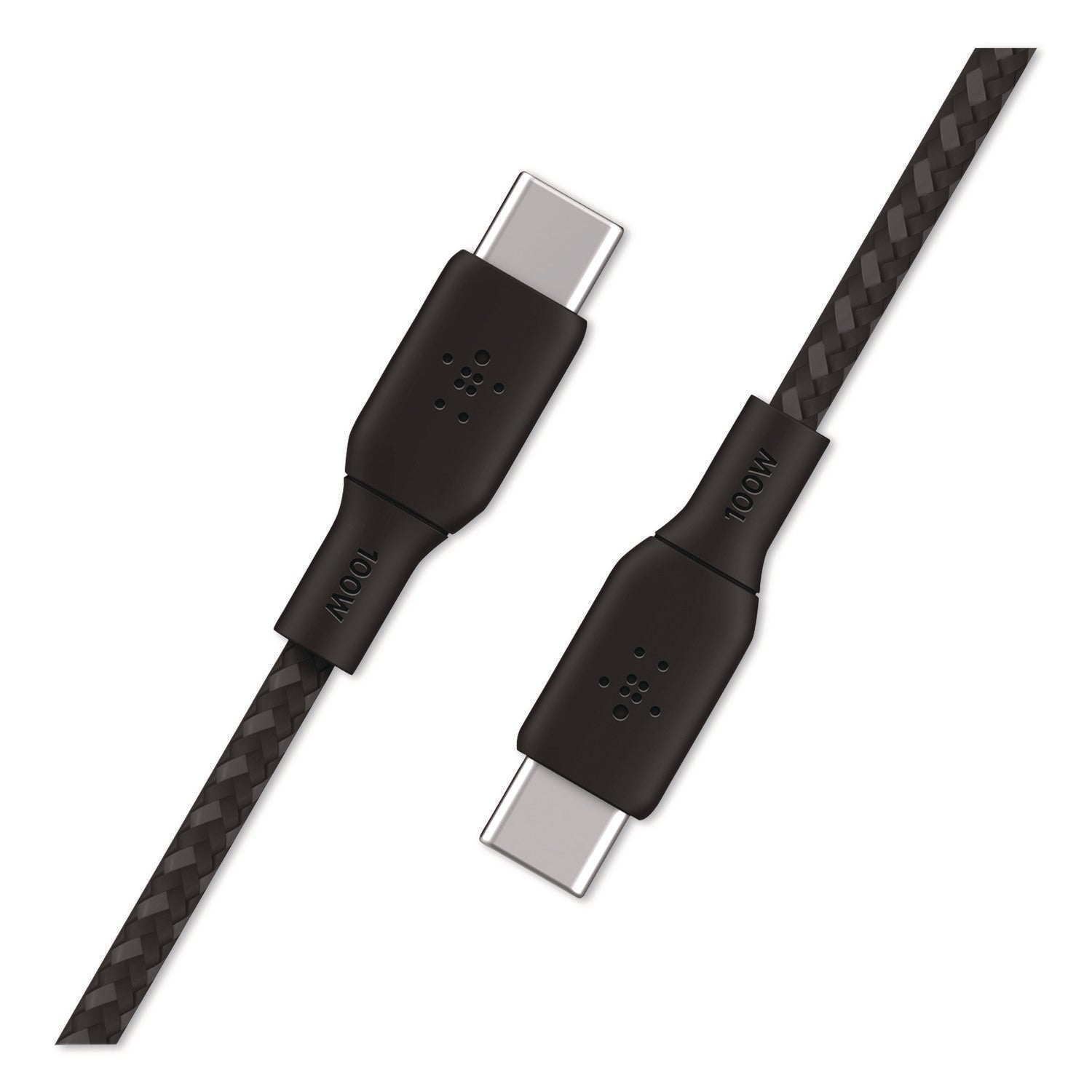 BOOST CHARGE Braided USB-C to USB-C Cable, 100 W Power Delivery, 6.6 ft, Black