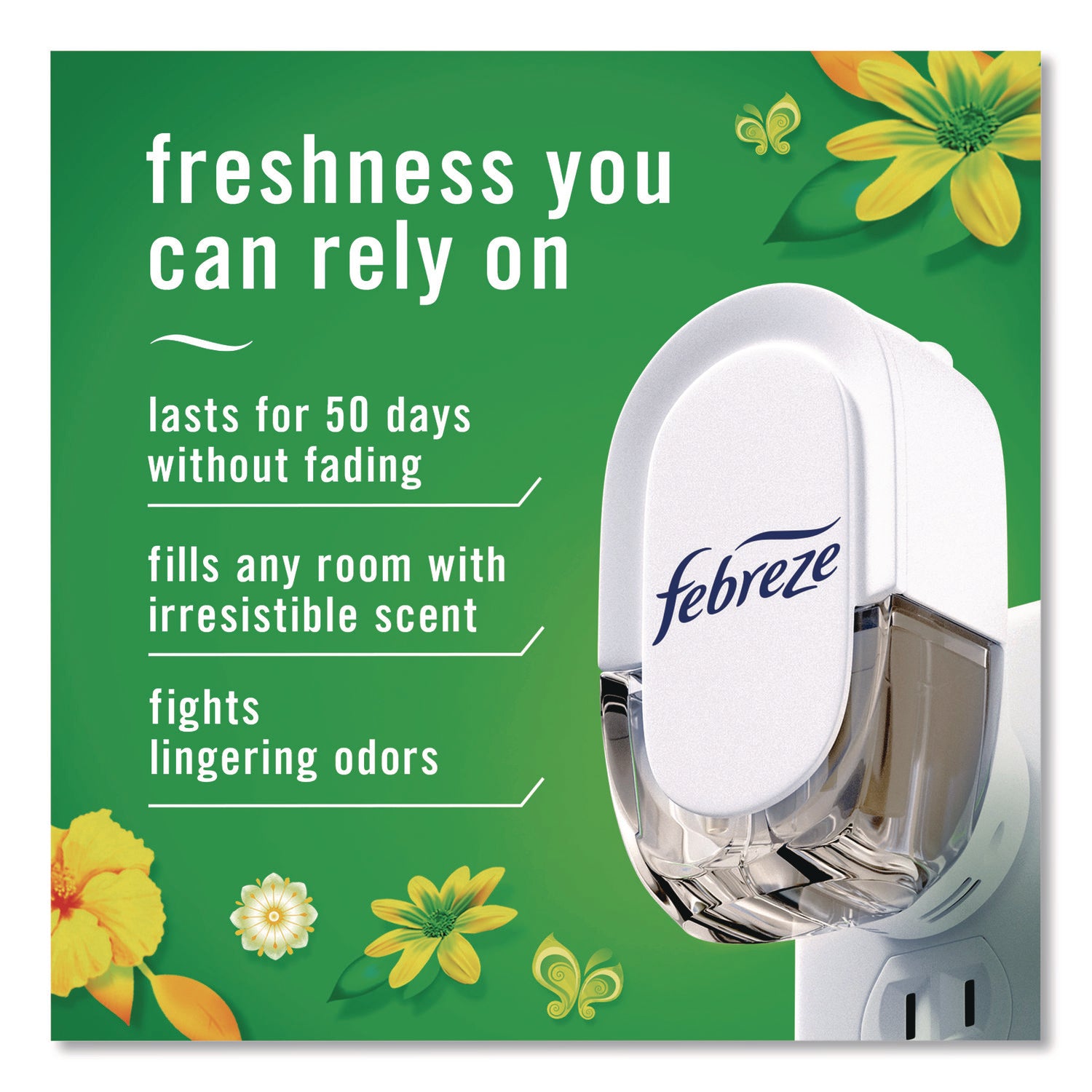 PLUG Air Freshener Warmer Starter Kit, Clear/White, with (2) Gain Original Refills