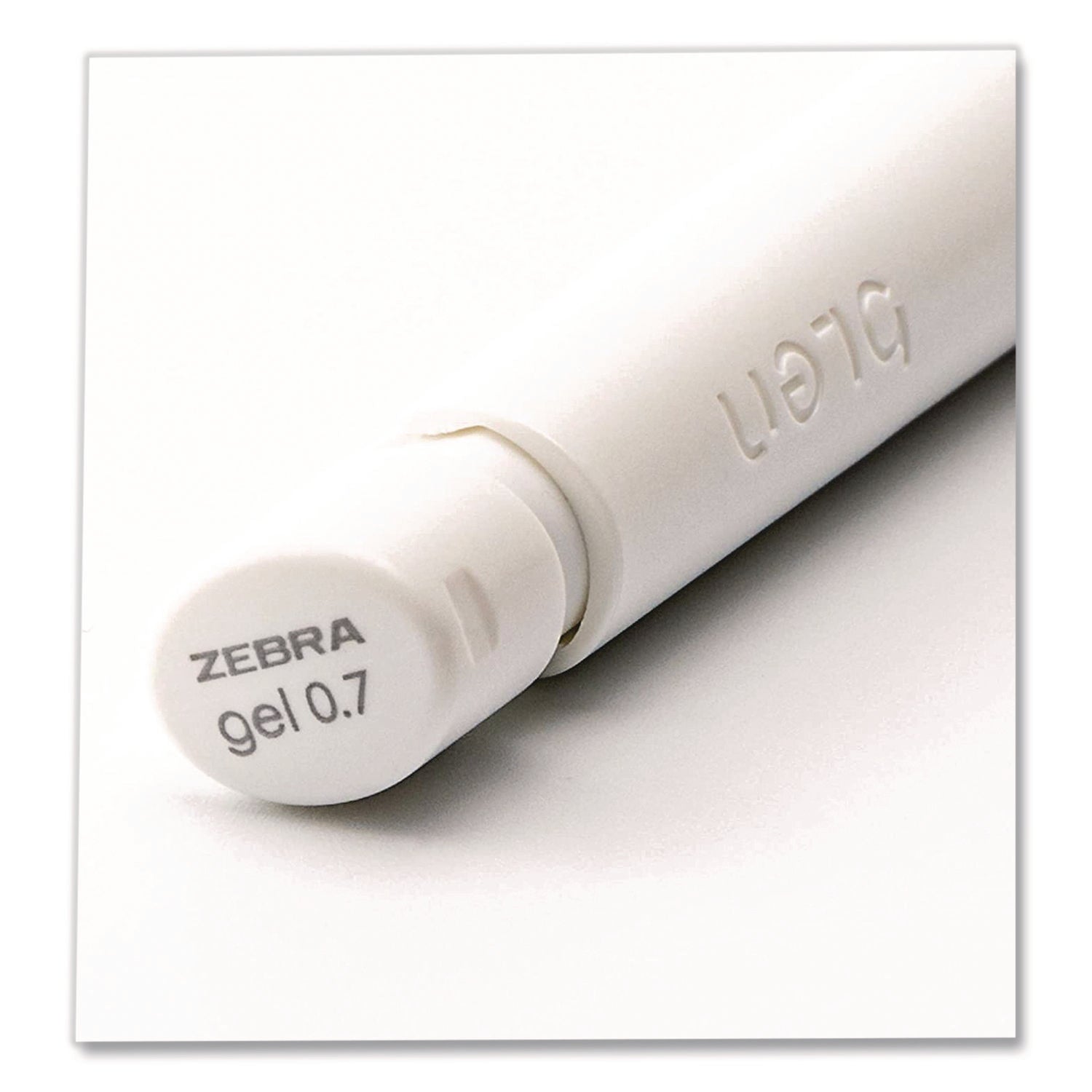 bLen Gel Pen, Medium 0.7 mm, Black; Blue Ink, White; Black Barrel, 6/Pack