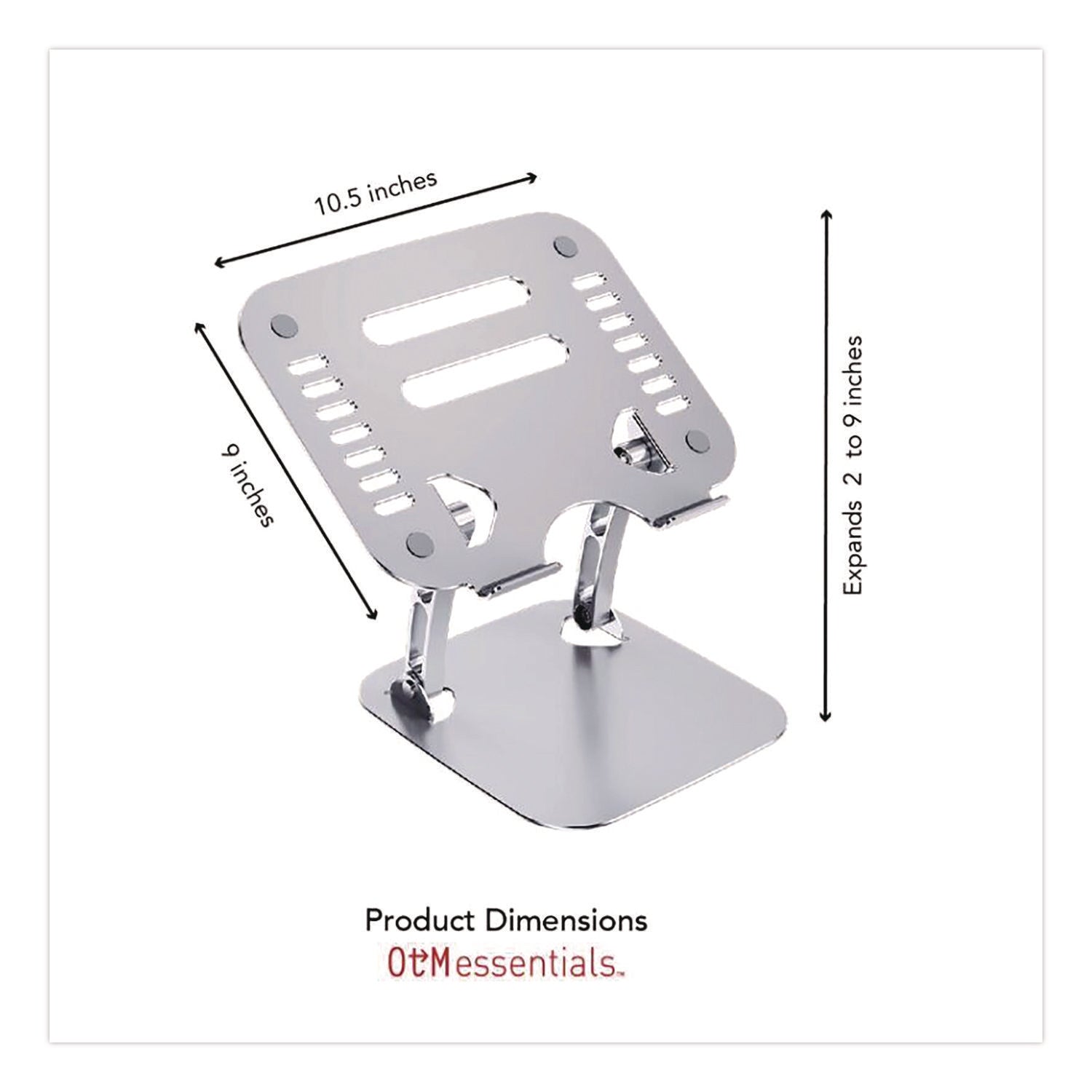 Adjustable Laptop Riser Stand, 10.62" x 9" x 1.5" to 5", Silver