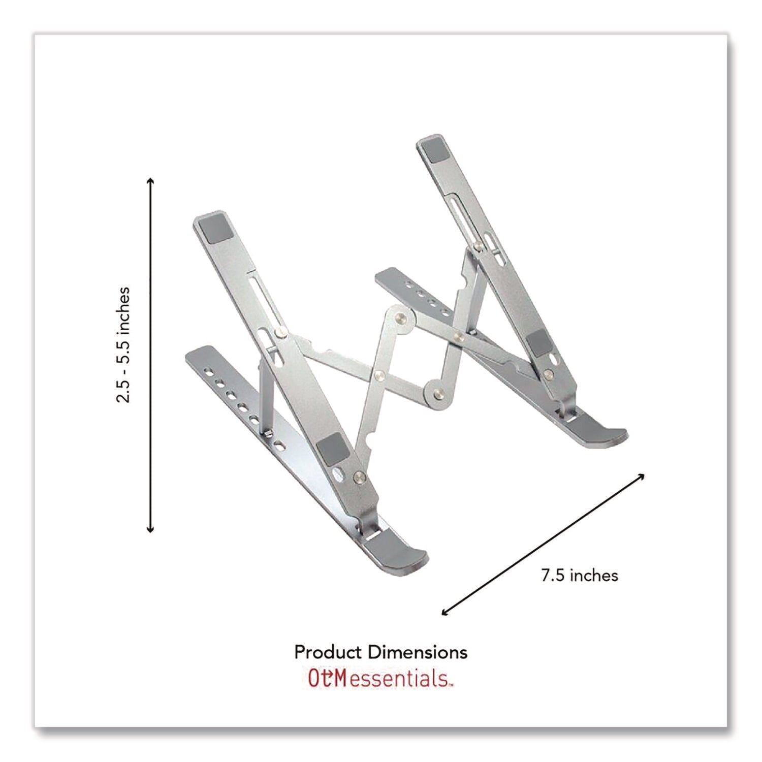 Portable Laptop Riser Stand, 11.85" x 2.5" to 5.5", Silver