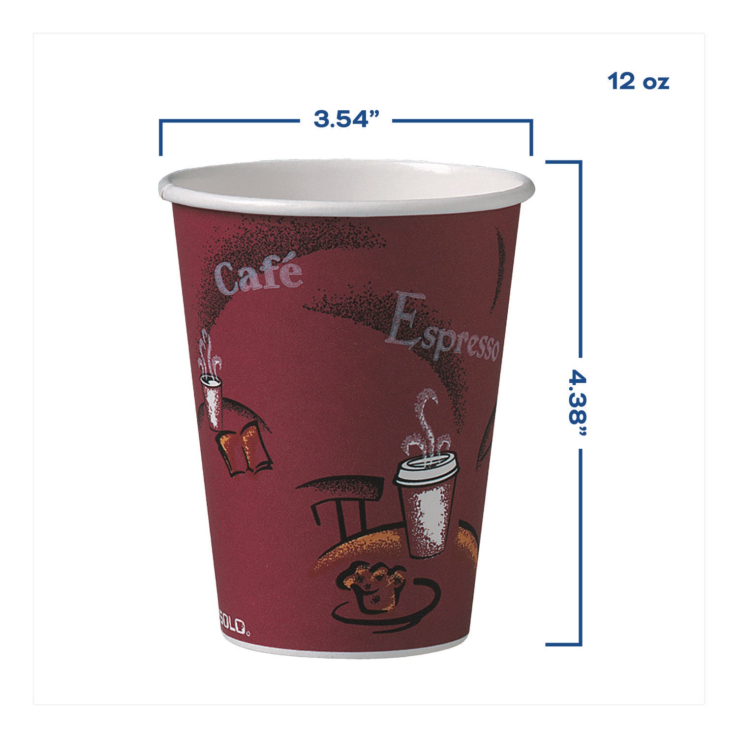 12 fl oz - Maroon - Poly Paper - Hot Drink, Coffee, Tea, Cocoa - 300 / Carton
