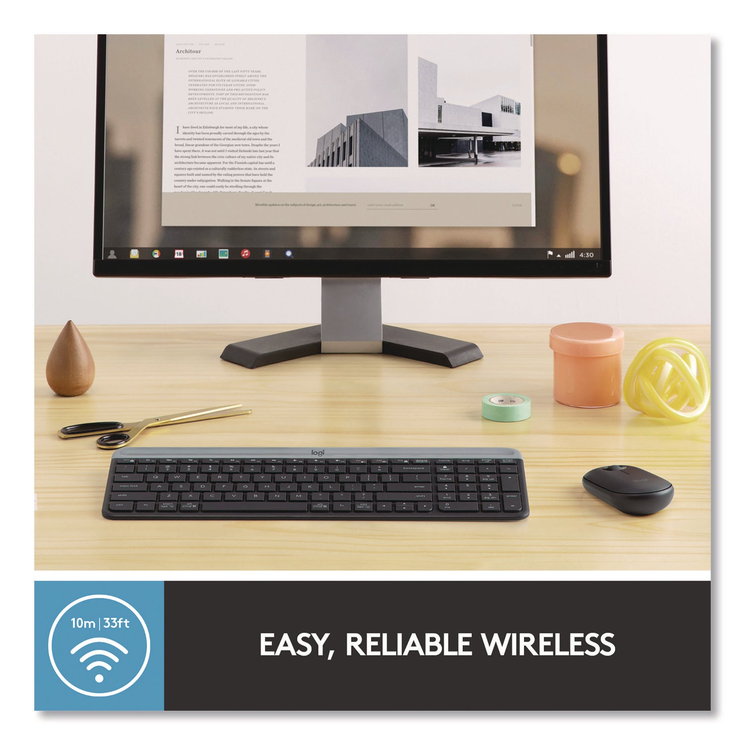 USB Scissors Wireless RF 2.40 GHz Keyboard - English - Graphite - USB Wireless RF Mouse - Optical - 1000 dpi - Scroll Wheel - Graphite - Symmetrical - AA, AAA - Compatible with Desktop Computer, Notebook for PC - 1 Each