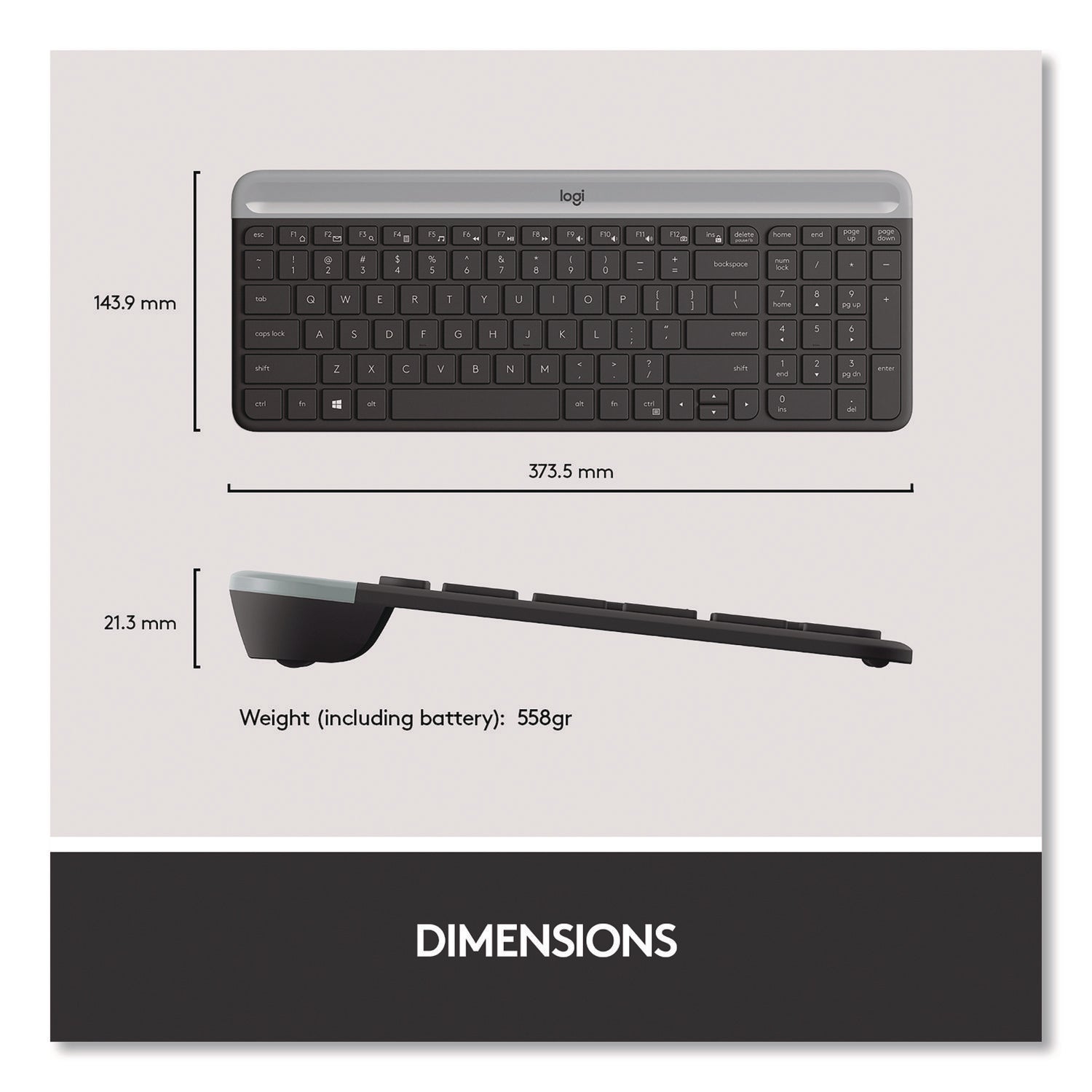 USB Scissors Wireless RF 2.40 GHz Keyboard - English - Graphite - USB Wireless RF Mouse - Optical - 1000 dpi - Scroll Wheel - Graphite - Symmetrical - AA, AAA - Compatible with Desktop Computer, Notebook for PC - 1 Each