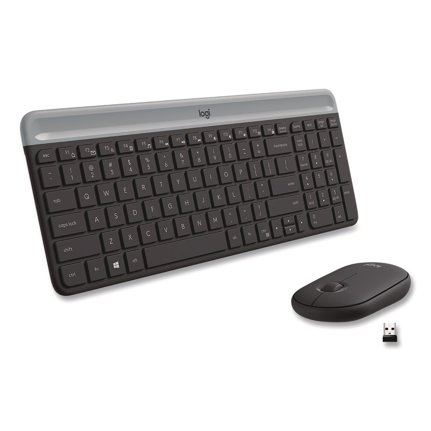 USB Scissors Wireless RF 2.40 GHz Keyboard - English - Graphite - USB Wireless RF Mouse - Optical - 1000 dpi - Scroll Wheel - Graphite - Symmetrical - AA, AAA - Compatible with Desktop Computer, Notebook for PC - 1 Each