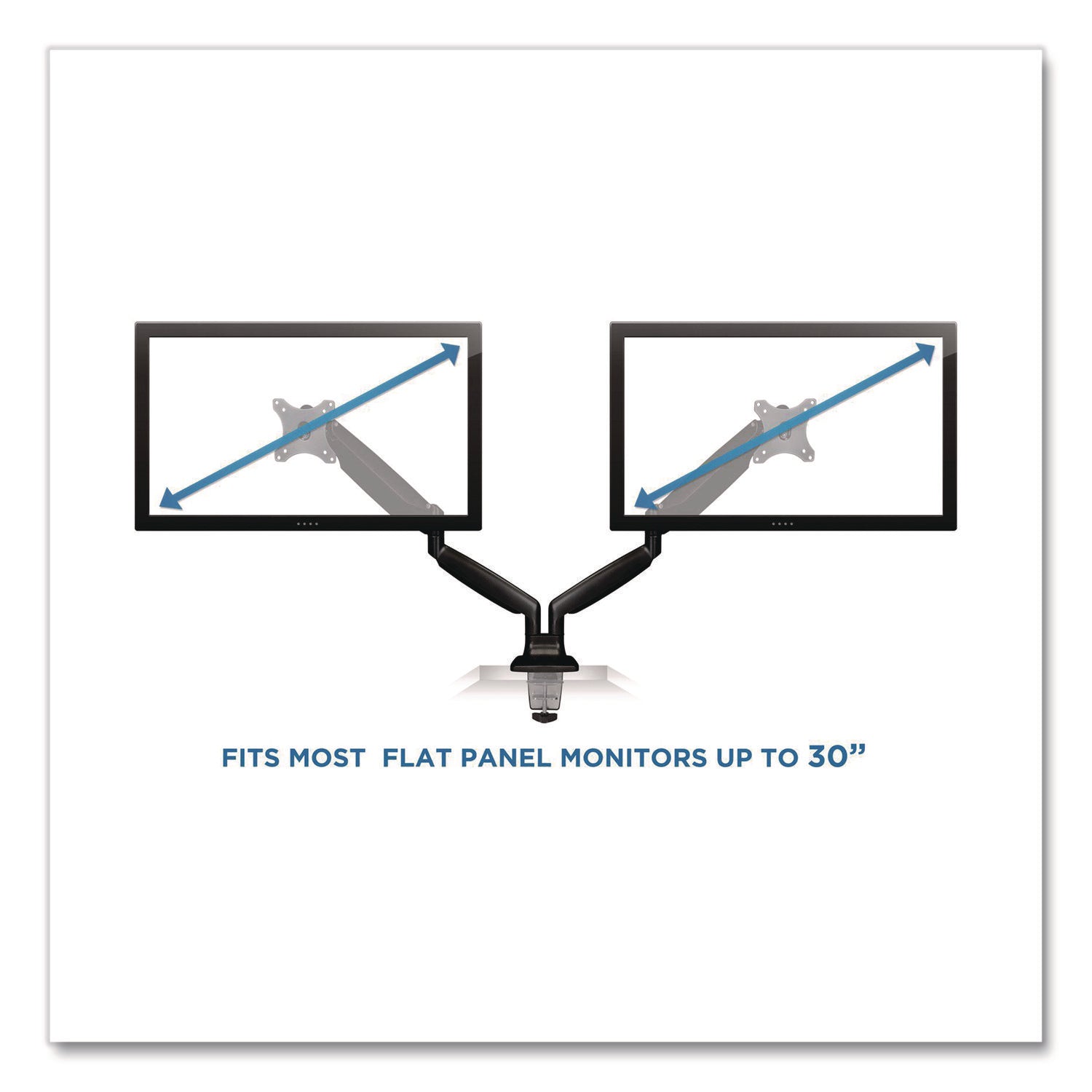 Dual Monitor Gas-Spring Mounting Arm, For 13" to 32" Monitors, 360 Degree Rotation, +/-45 Degree Tilt, Black, Supports 20 lb