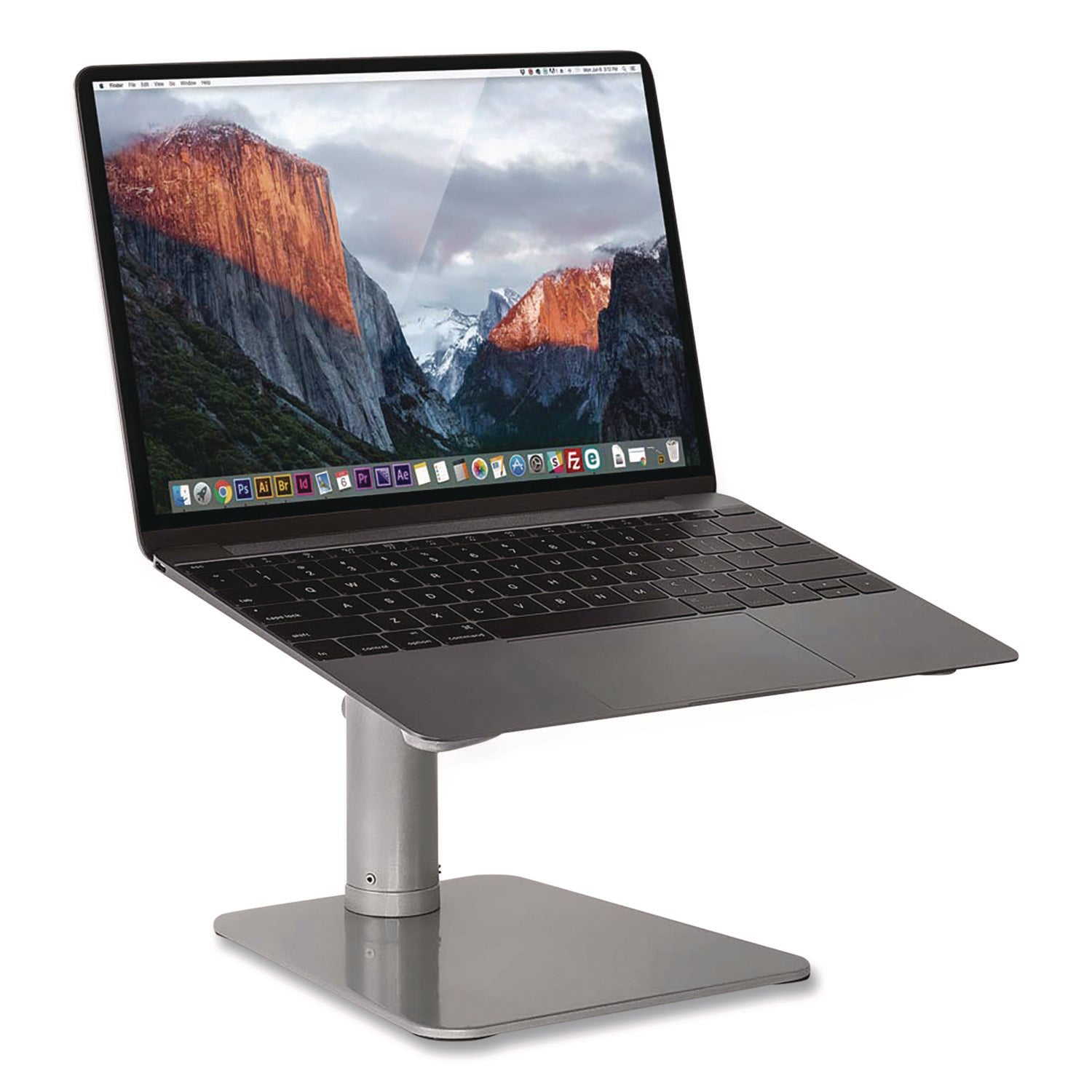 Adjustable Height Laptop Riser, 10" x 10.5" Platform, Silver/Black, Supports Up to 33 lbs