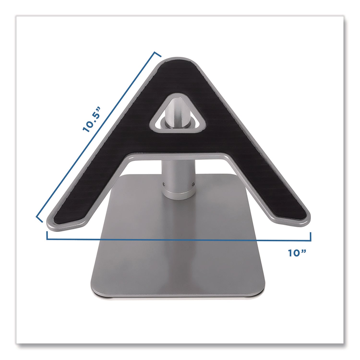 Adjustable Height Laptop Riser, 10" x 10.5" Platform, Silver/Black, Supports Up to 33 lbs