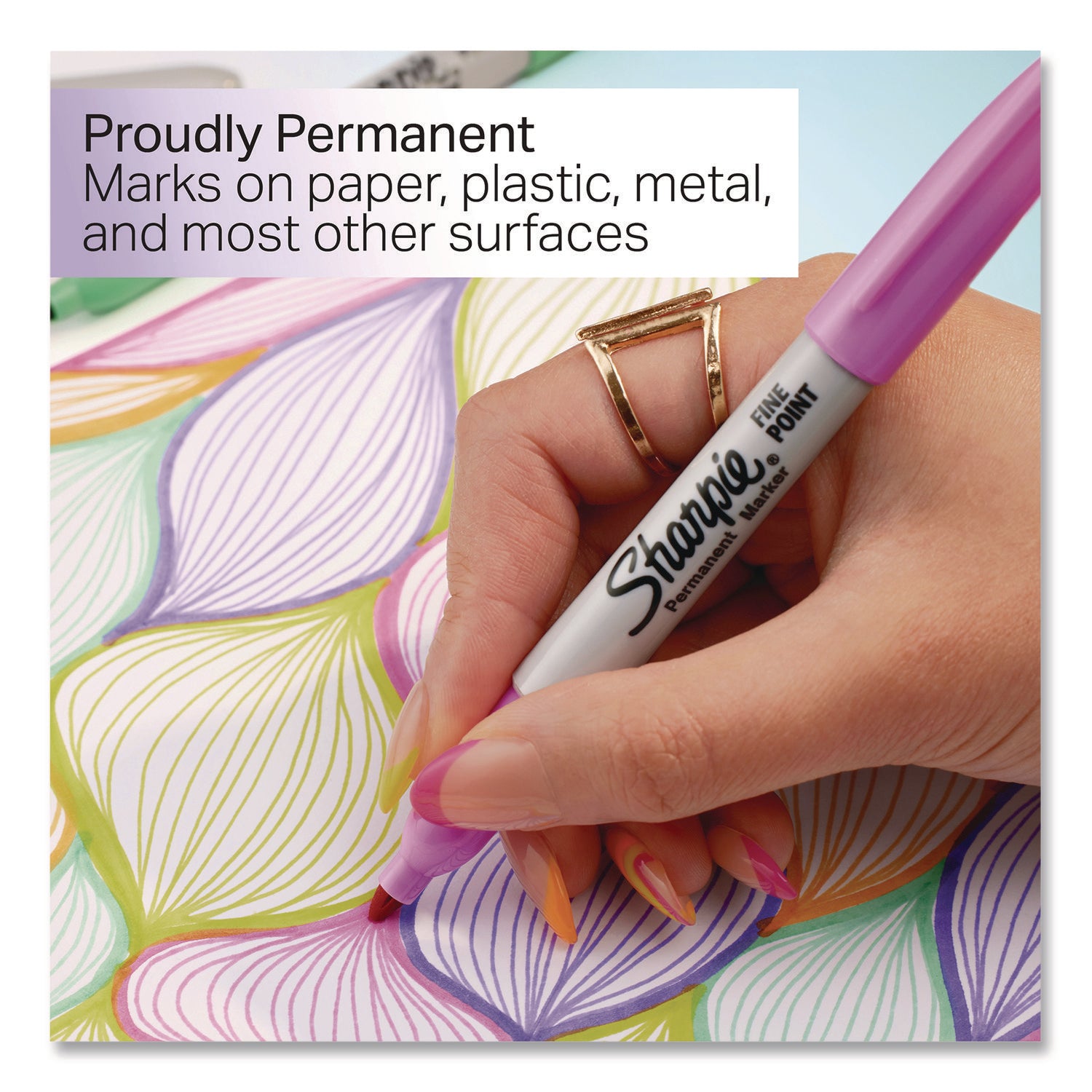 Glam Pop Permanent Markers, Fine Bullet Tip, Assorted Colors, 12/Pack