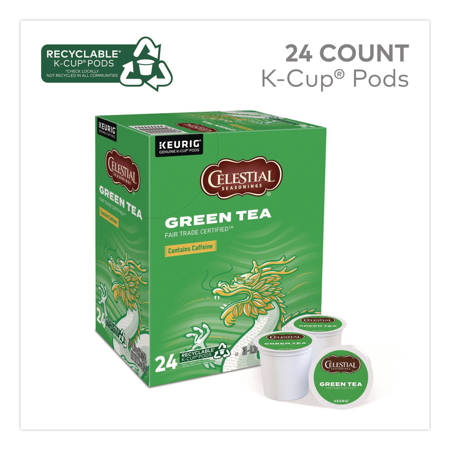 Compatible with Keurig Brewer - Green Tea - 24 / Box