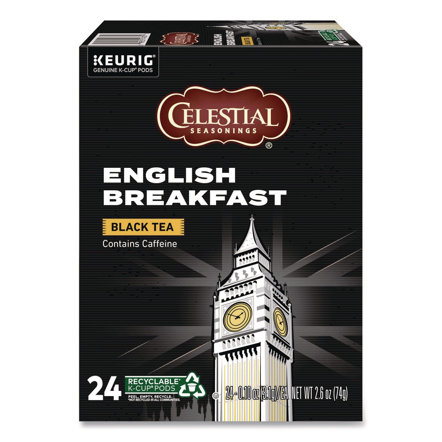 Celestial Seasonings&reg; English Breakfast Black Tea K-Cup - Compatible with Keurig Brewer - Black Tea - 24 / Box