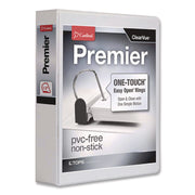 Cardinal Premier ONE-TOUCH Easy Open Locking Slant-D Ring Binder, 1.5" Capacity, Letter Size, 375 Sheet Capacity, 3 D-Rings, 4 Pockets, White, 1 Each