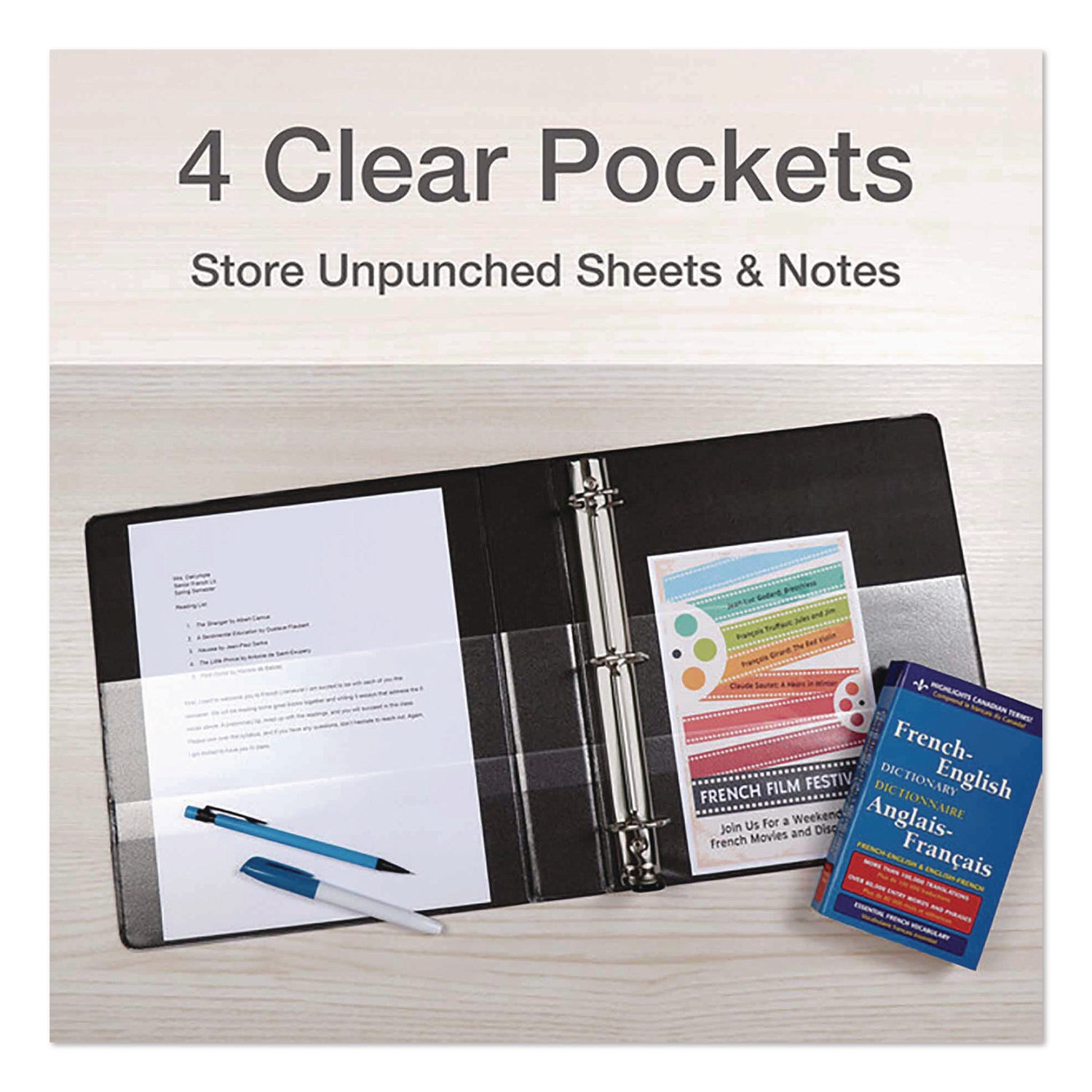 Premier Easy Open Clearvue Locking Slant-D Ring Binder, 3 Rings, 1.5" Capacity, 11 X 8.5, Black