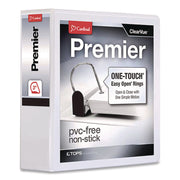 Cardinal Premier ONE-TOUCH Easy Open Locking Slant-D Ring Binder, 3" Capacity, 650 Sheets, Letter Size, 3 Rings, 4 Pockets, White, 1 Each