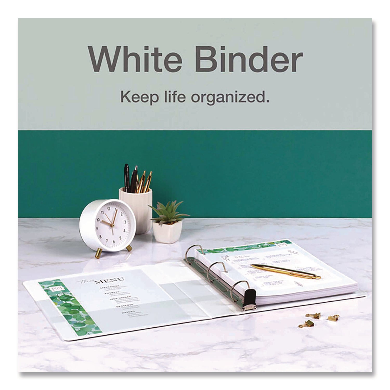 Cardinal Premier ONE-TOUCH Easy Open Locking Slant-D Ring Binder, 3" Capacity, 650 Sheets, Letter Size, 3 Rings, 4 Pockets, White, 1 Each