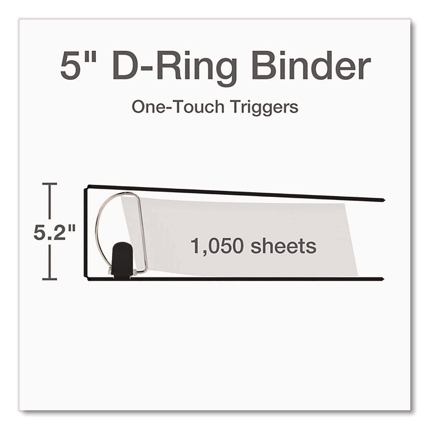 Cardinal Premier ONE-TOUCH Easy Open Locking Slant-D Ring Binder, 5" Capacity, Letter Size, 1050 Sheet Capacity, 3 D-Rings, 4 Pockets, Black, 1 Each