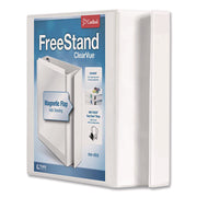 Cardinal FreeStand Easy Open Slant-D Ring Binder, 2" Capacity, 3 D-Rings, Letter Size, 525 Sheet Capacity, White, Polypropylene, Magnetic Closure, Clear Overlay, Archival-Safe, 1 Each