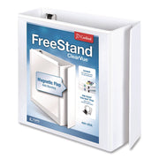 Cardinal FreeStand Easy Open Slant-D Ring Binder, 3" Capacity, 3 Rings, Letter Size, 675 Sheet Capacity, White, Polypropylene, Magnetic Closure, Clear Overlay, PVC-free, Archival-safe, 1 Each
