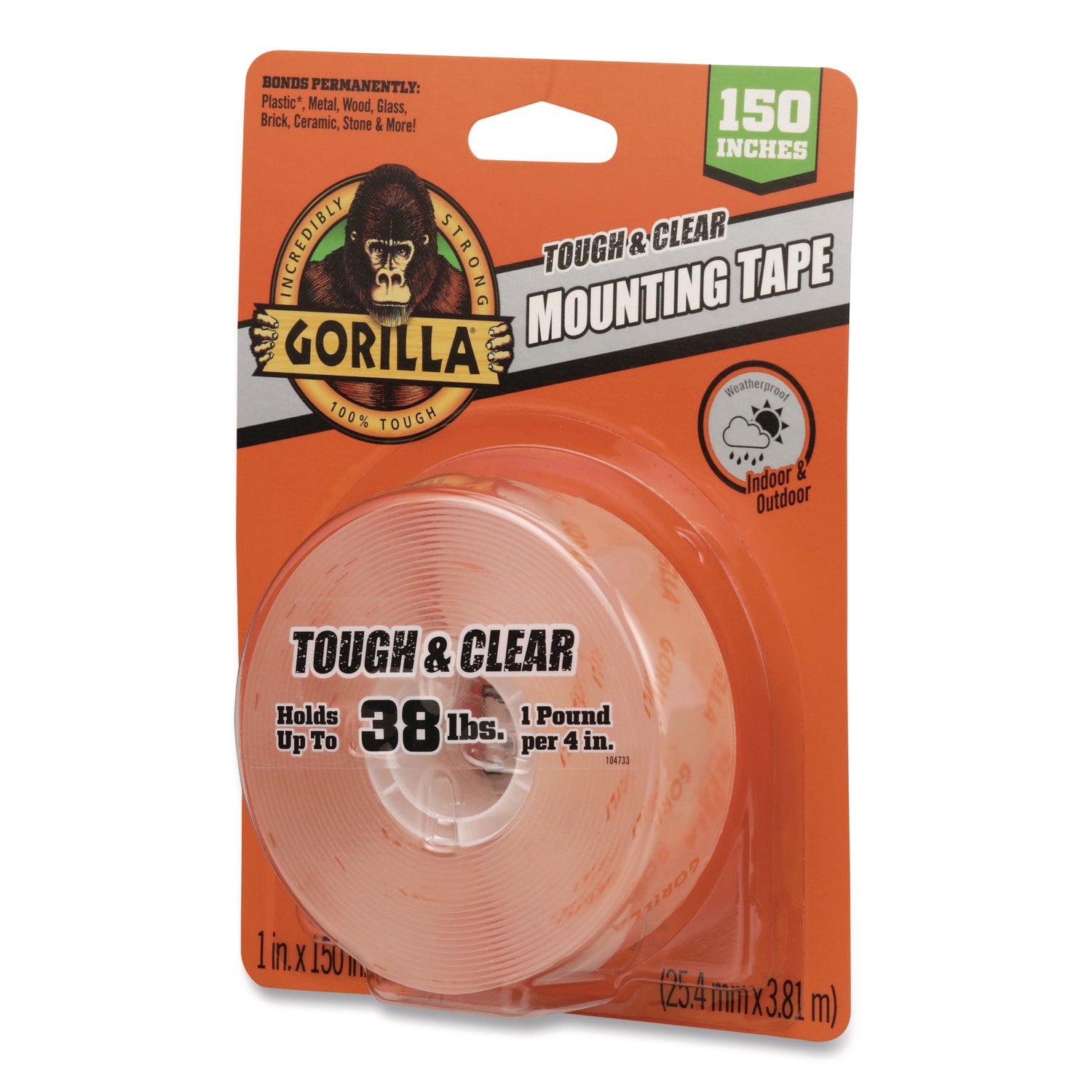 6036002 Gorilla 1 In. x 150 In. Tough & Clear Double-Sided Mounting Tape (38 Lb. Capacity)