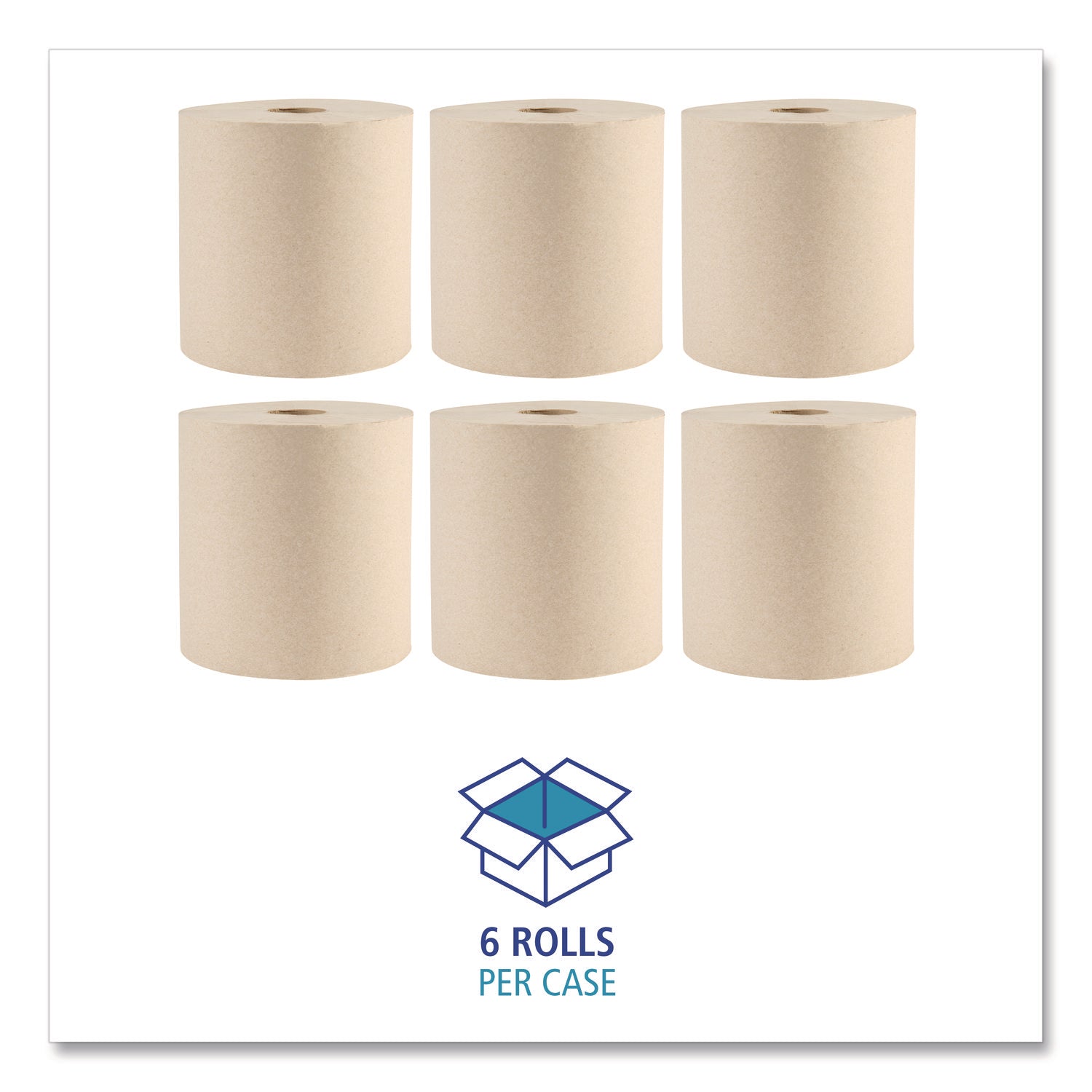 Boardwalk Green Xtra Roll Towels, 1-Ply, 8" x 800 ft, Natural, 6 Rolls/Carton, 55 Cartons/Pallet