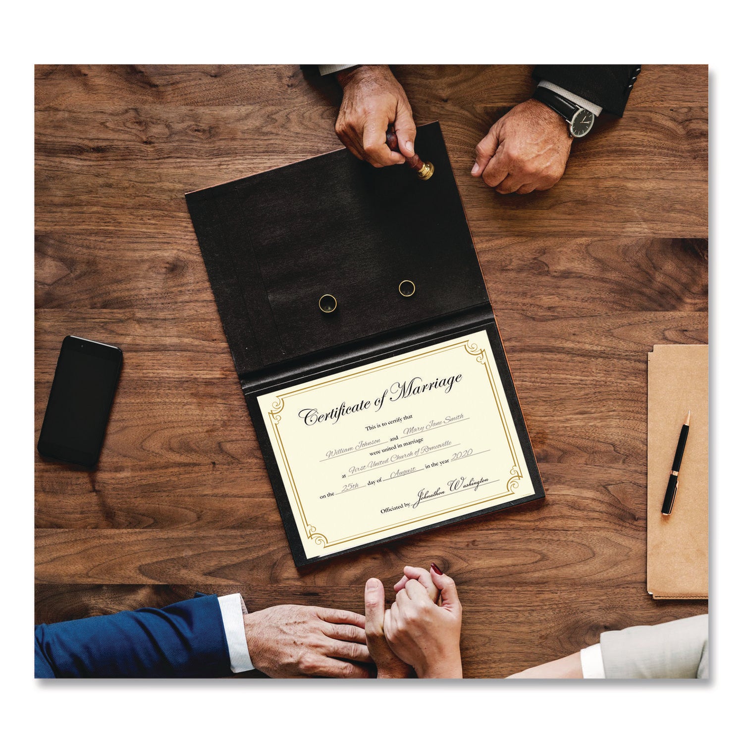Golden Scroll Frame Foil Certificate, 11 x 8.5, Beige with Gold Scroll Border, 12/Pack