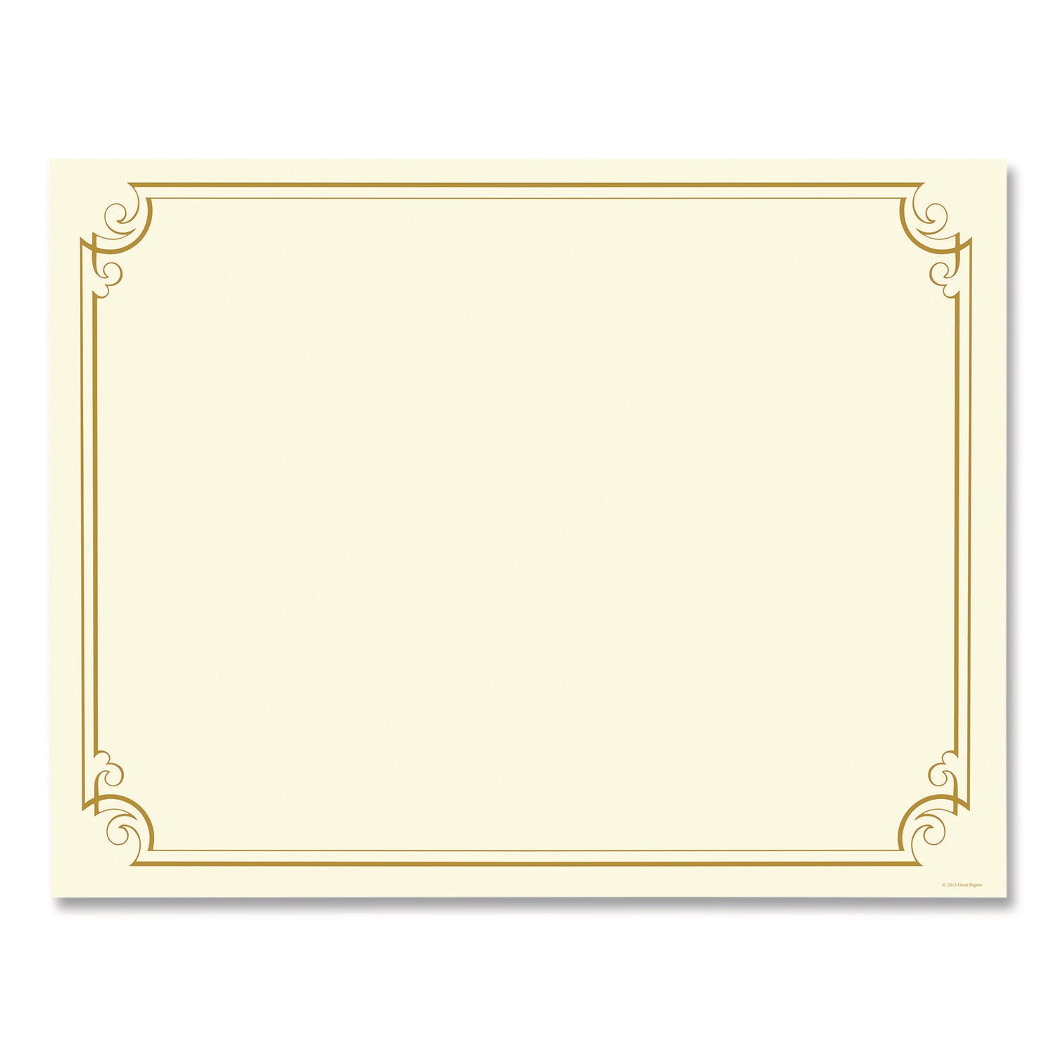 Golden Scroll Frame Foil Certificate, 11 x 8.5, Beige with Gold Scroll Border, 12/Pack