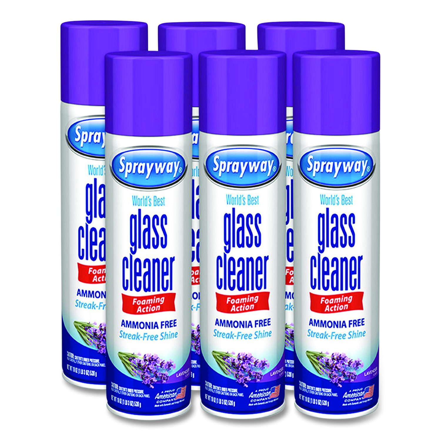 Glass Cleaner, 19 Oz Aerosol Spray, 6/Carton