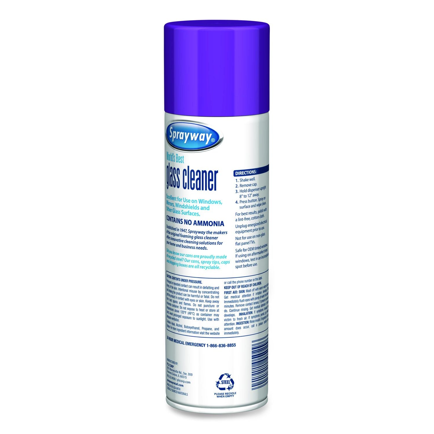 Glass Cleaner, 19 Oz Aerosol Spray, 6/Carton