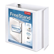 Cardinal FreeStand Easy Open Slant-D Ring Binder, 5" Capacity, Letter Size, 925 Sheet Capacity, 3 D-Rings, Polypropylene, White, Magnetic Closure, Clear Overlay, Archival-safe, 1 Each