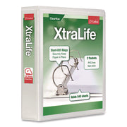 Cardinal Xtralife ClearVue Locking Slant-D Binder, 2" Capacity, 3 D-Rings, Letter Size, 540 Sheet Capacity, 2 Pockets, White, 1 Each