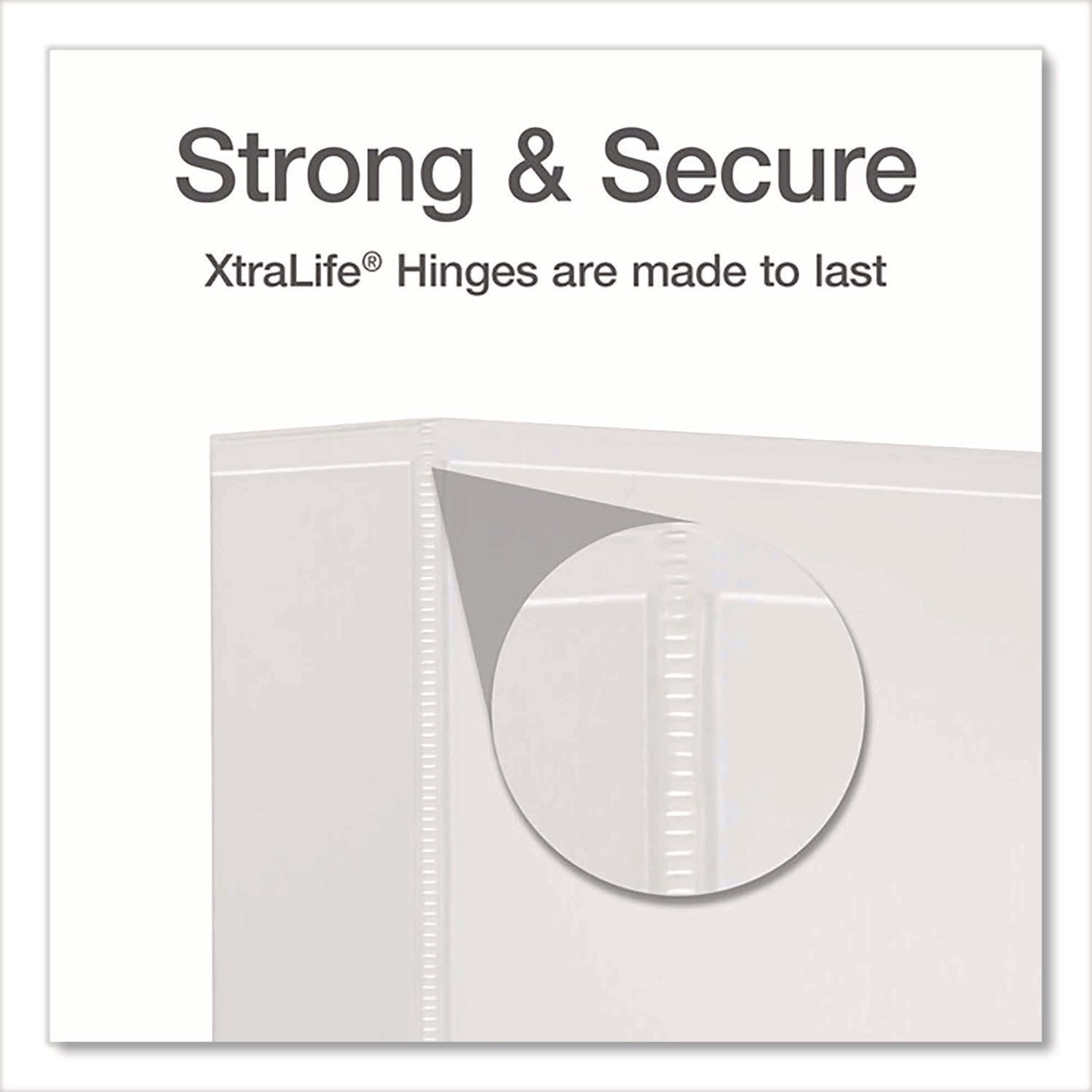 Cardinal Xtralife ClearVue Locking Slant-D Binder, 2" Capacity, 3 D-Rings, Letter Size, 540 Sheet Capacity, 2 Pockets, White, 1 Each