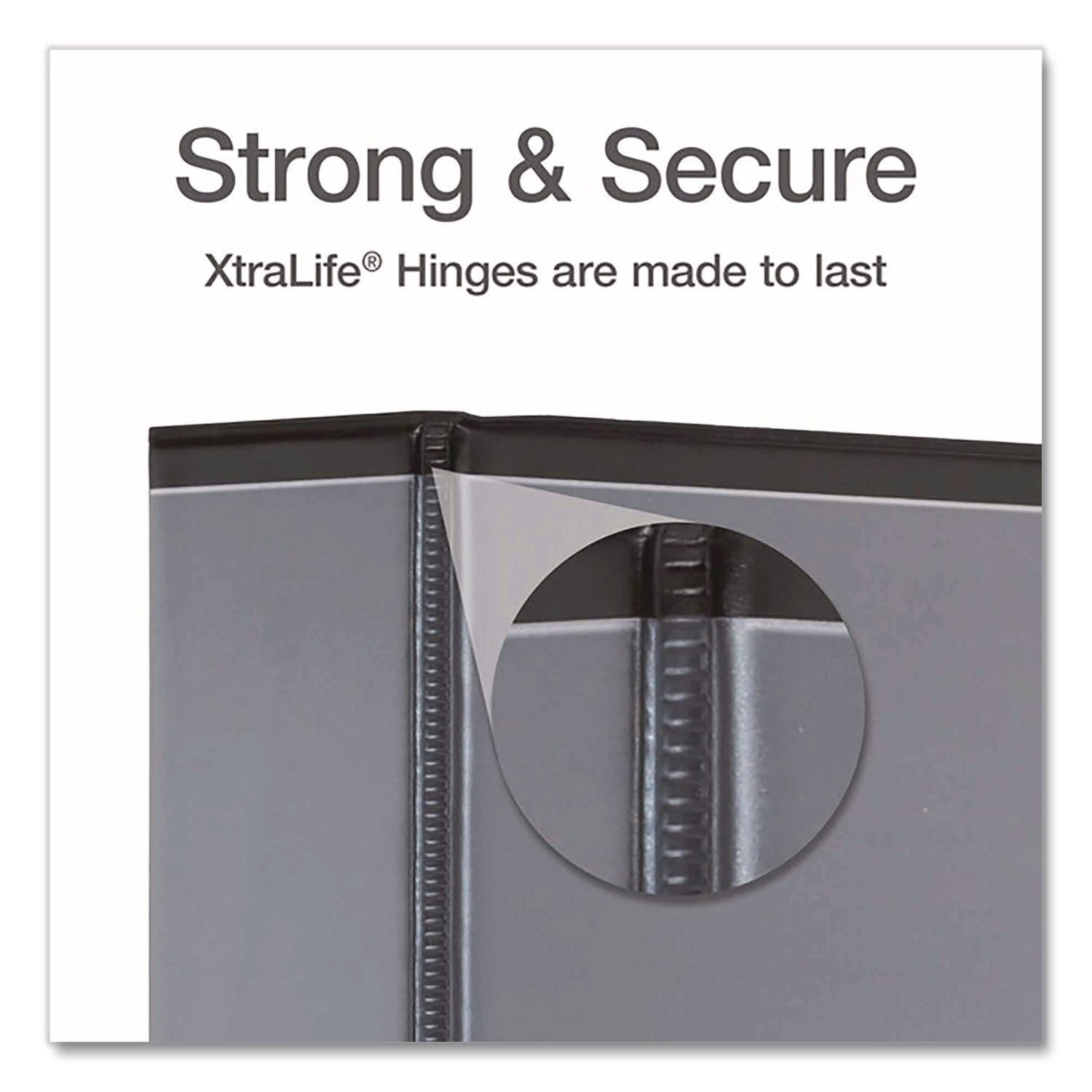 Cardinal Xtralife ClearVue Locking Slant-D 3-Ring Binder, 2" Capacity, Letter Size, 540 Sheet, 2 Pockets, Black, Polyolefin, Non-stick, PVC-free, Clear Overlay, Cold & Crack Resistant, 1 Each