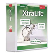 Cardinal Xtralife ClearVue Locking Slant-D 3" Binder, Letter Size, 725 Sheet Capacity, 3 D-Rings, 2 Inside Pockets, Polyolefin, White, Non-stick, PVC-free, Clear Overlay, Cold & Crack Resistant, 1 Each